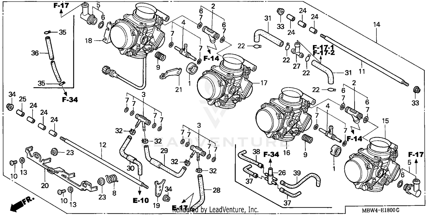 4SET For honda CBR600 F4 1999-2000 carburetor repair kit plunger diaphragm part 