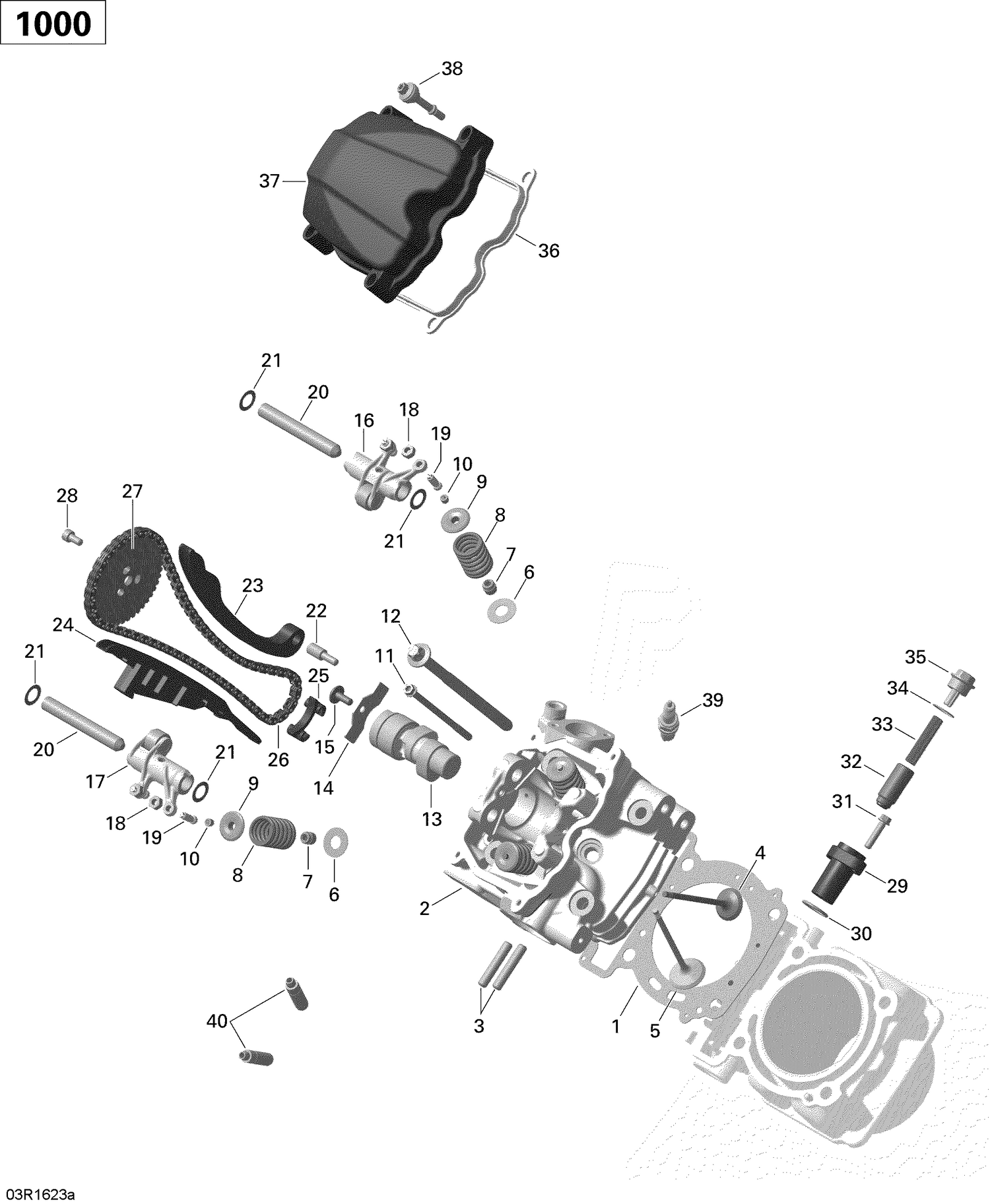 01- Cylinder Head, Front - 1000 EFI