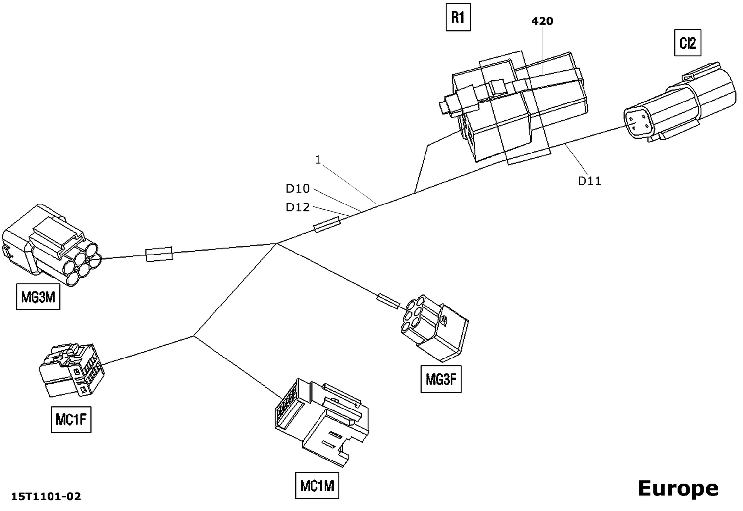 10- Electrical Harness, Front Section Added Europe