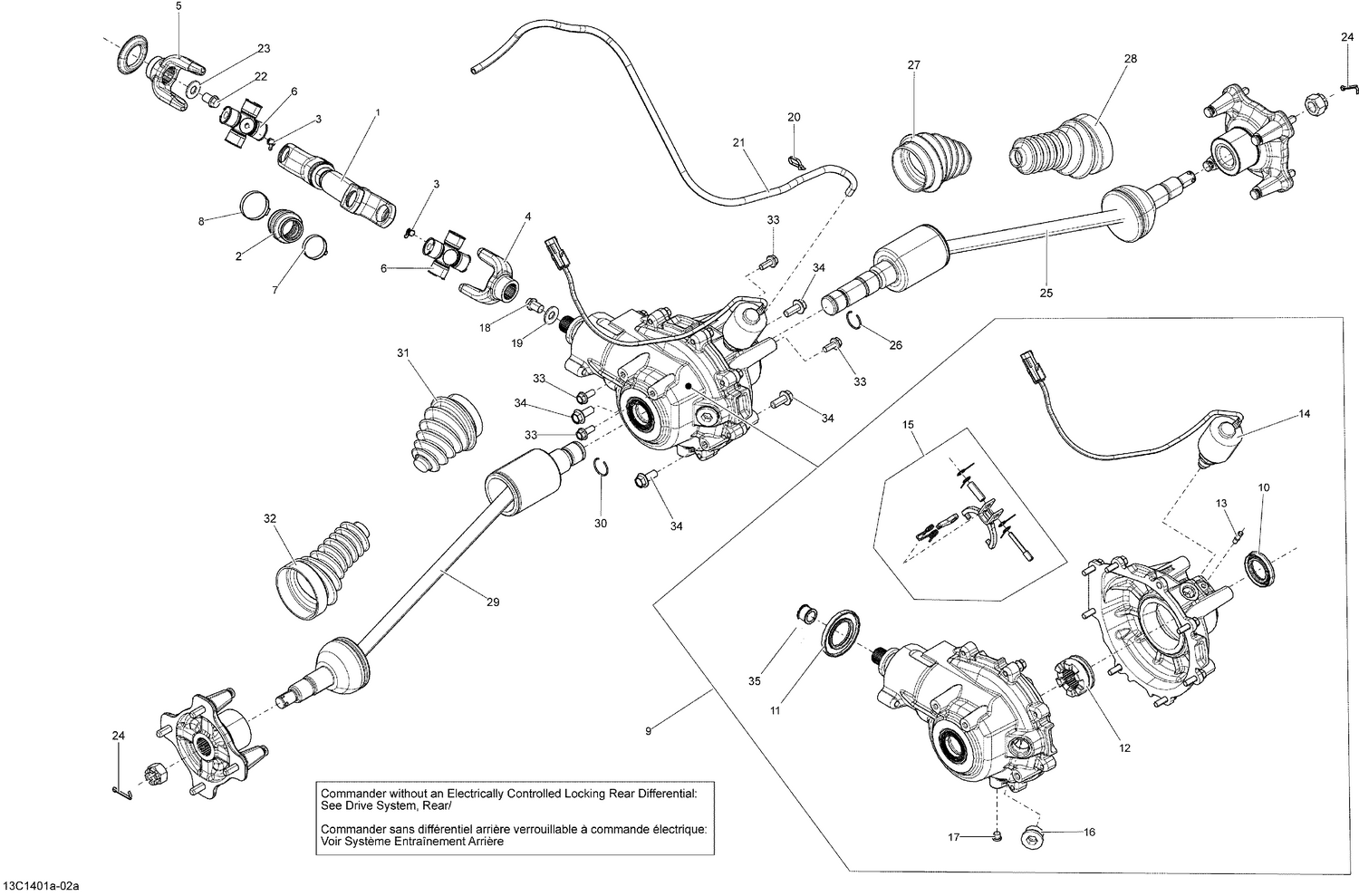 08- Drive System, Rear - With Locking Rear Differential_13C1401a