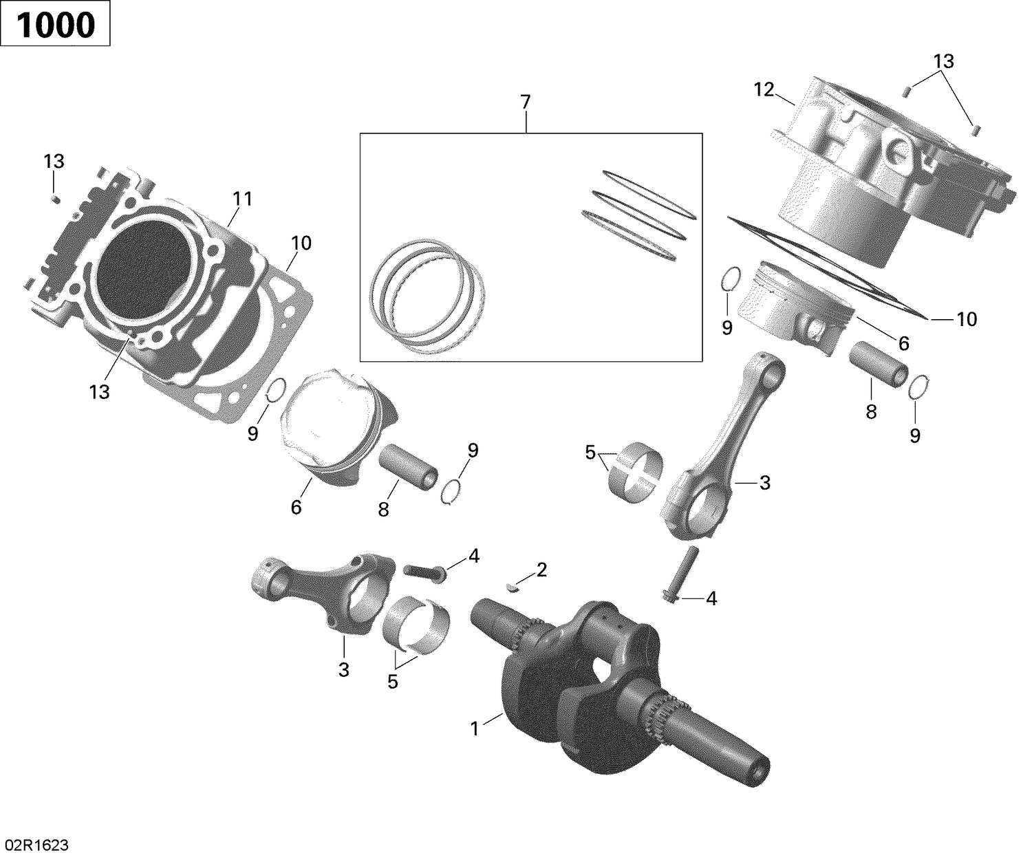 01- Crankshaft, Piston and Cylinder - 1000 EFI