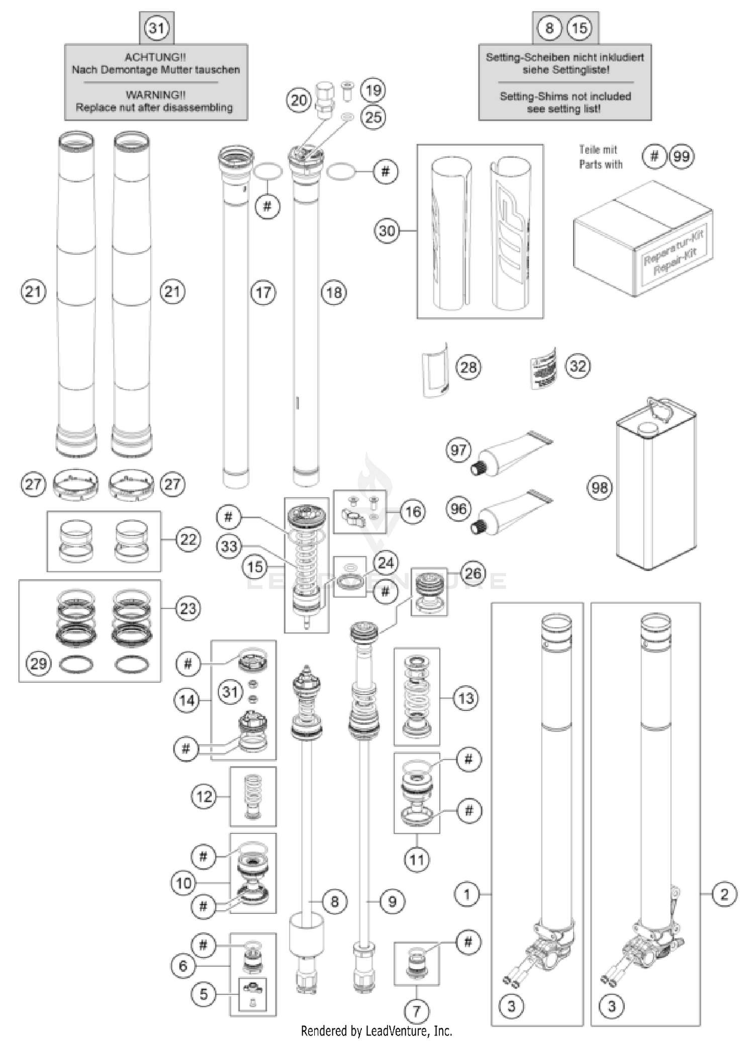 FRONT FORK DISASSEMBLED