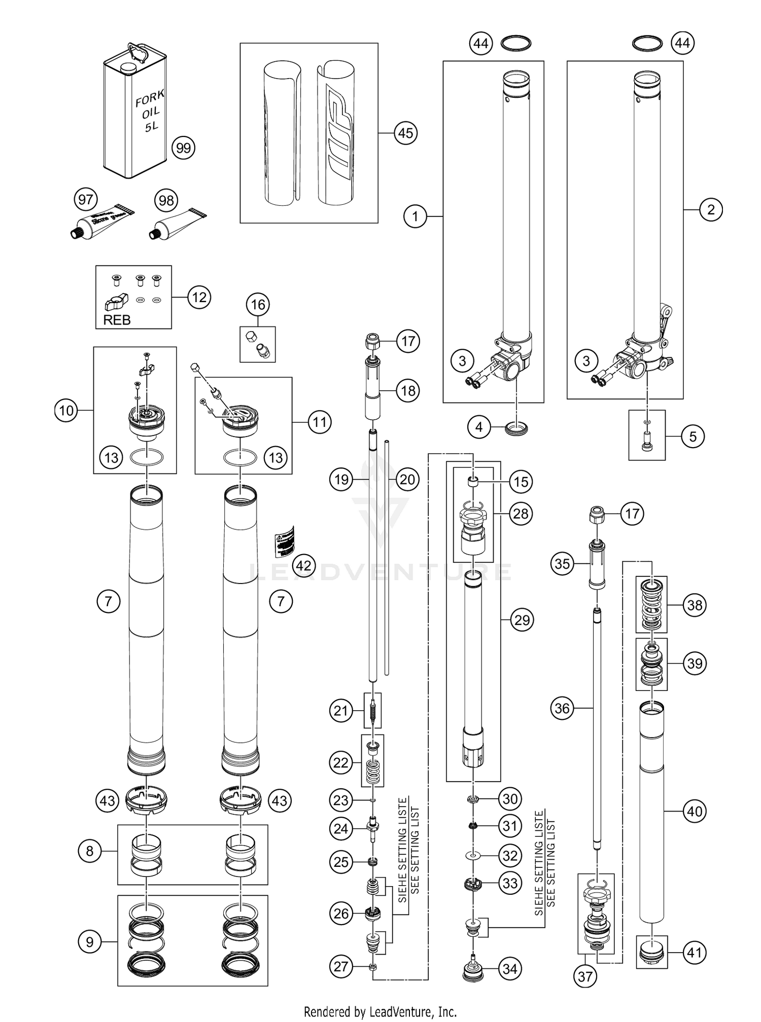 FRONT FORK DISASSEMBLED