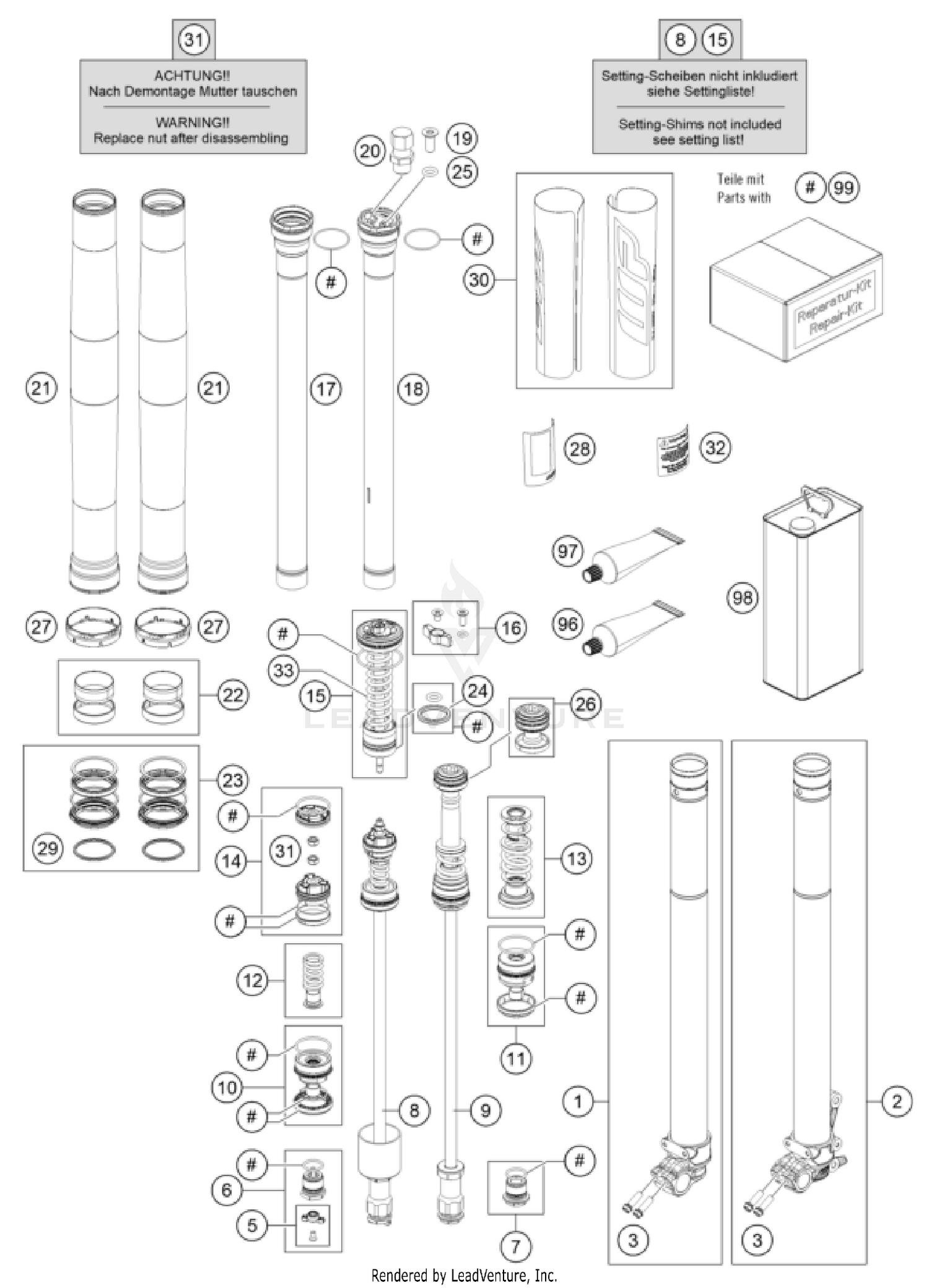 FRONT FORK DISASSEMBLED