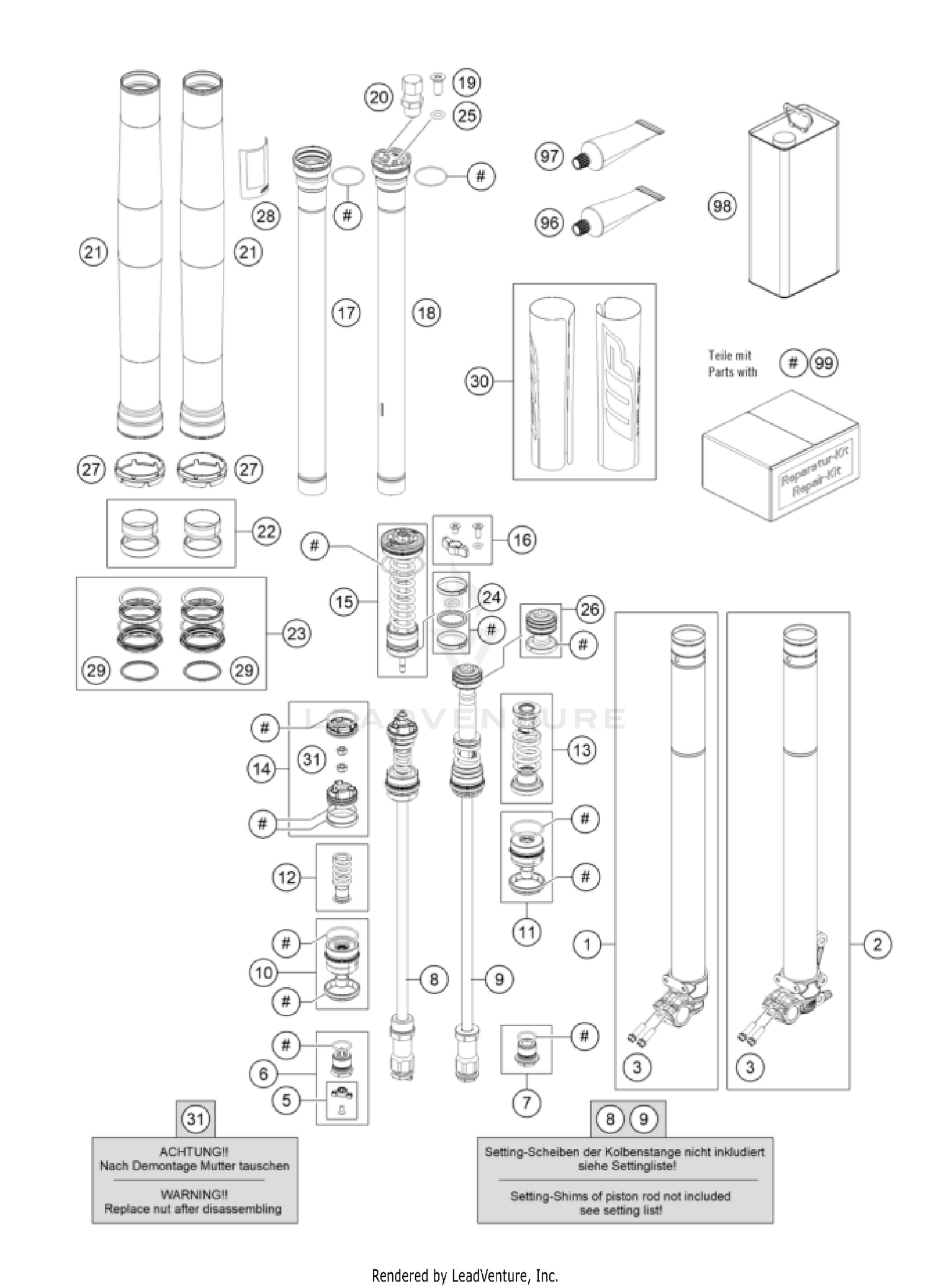 FRONT FORK DISASSEMBLED