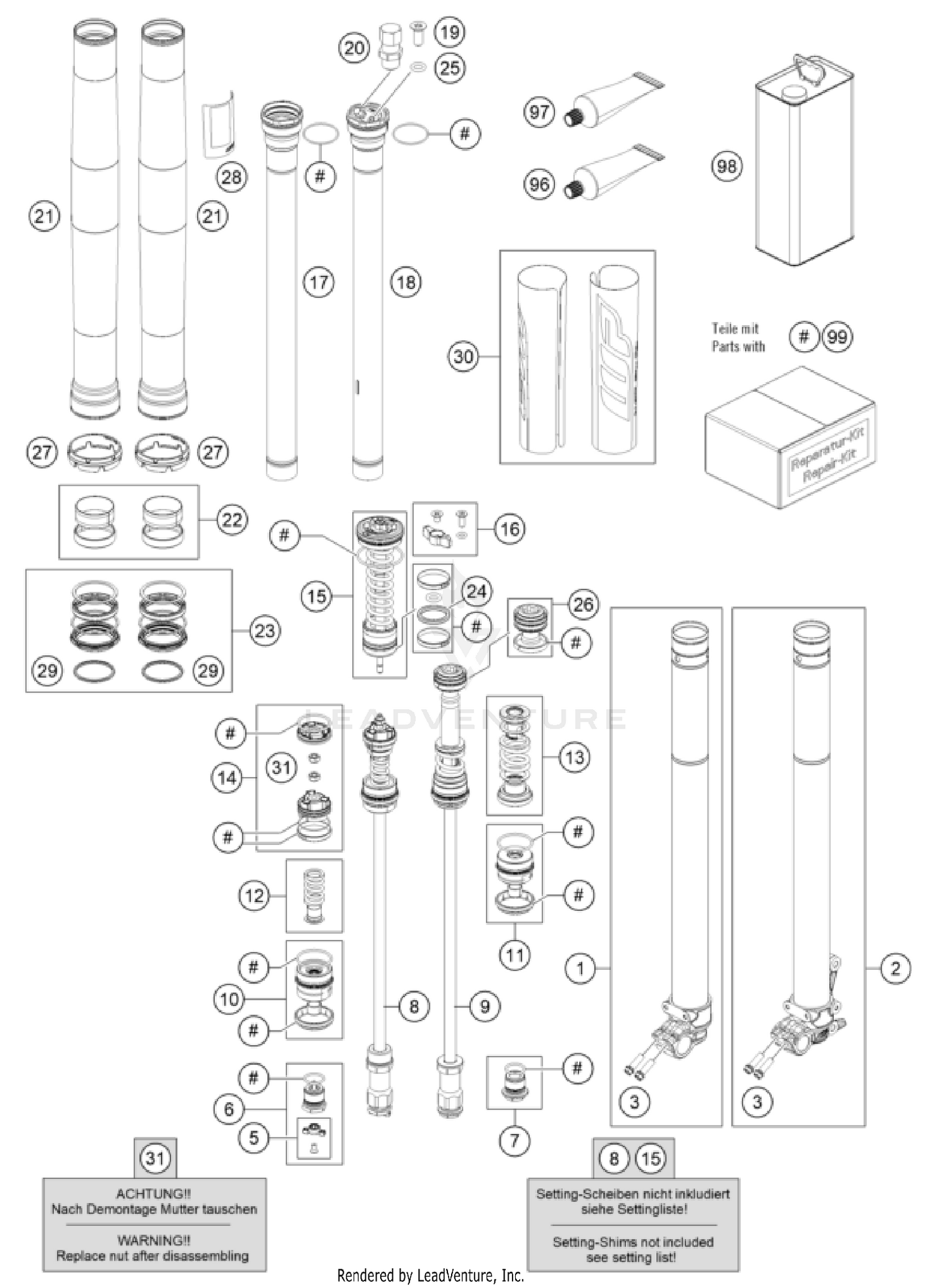 FRONT FORK DISASSEMBLED