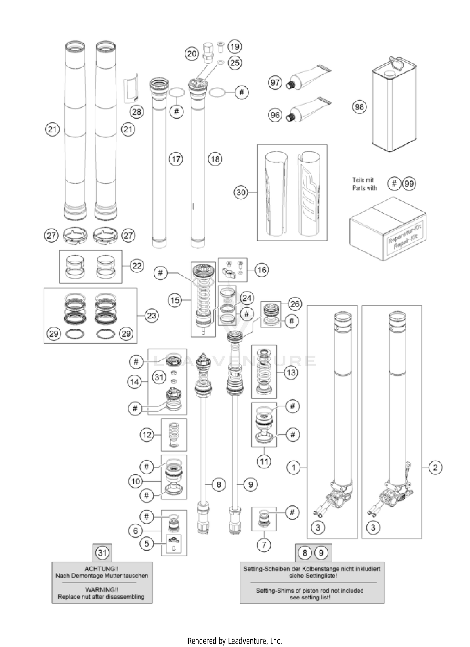 FRONT FORK DISASSEMBLED
