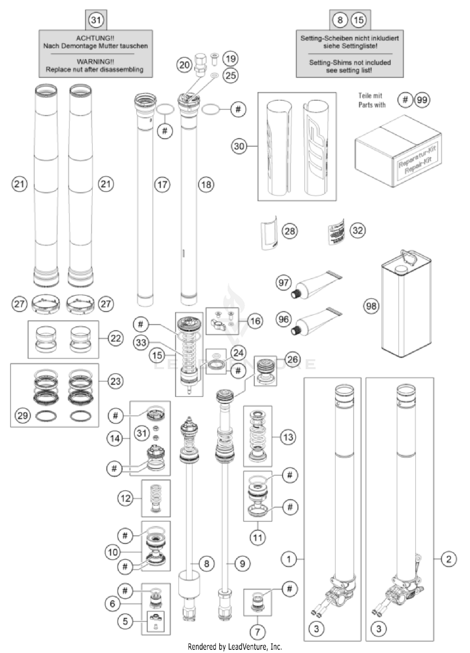 FRONT FORK DISASSEMBLED