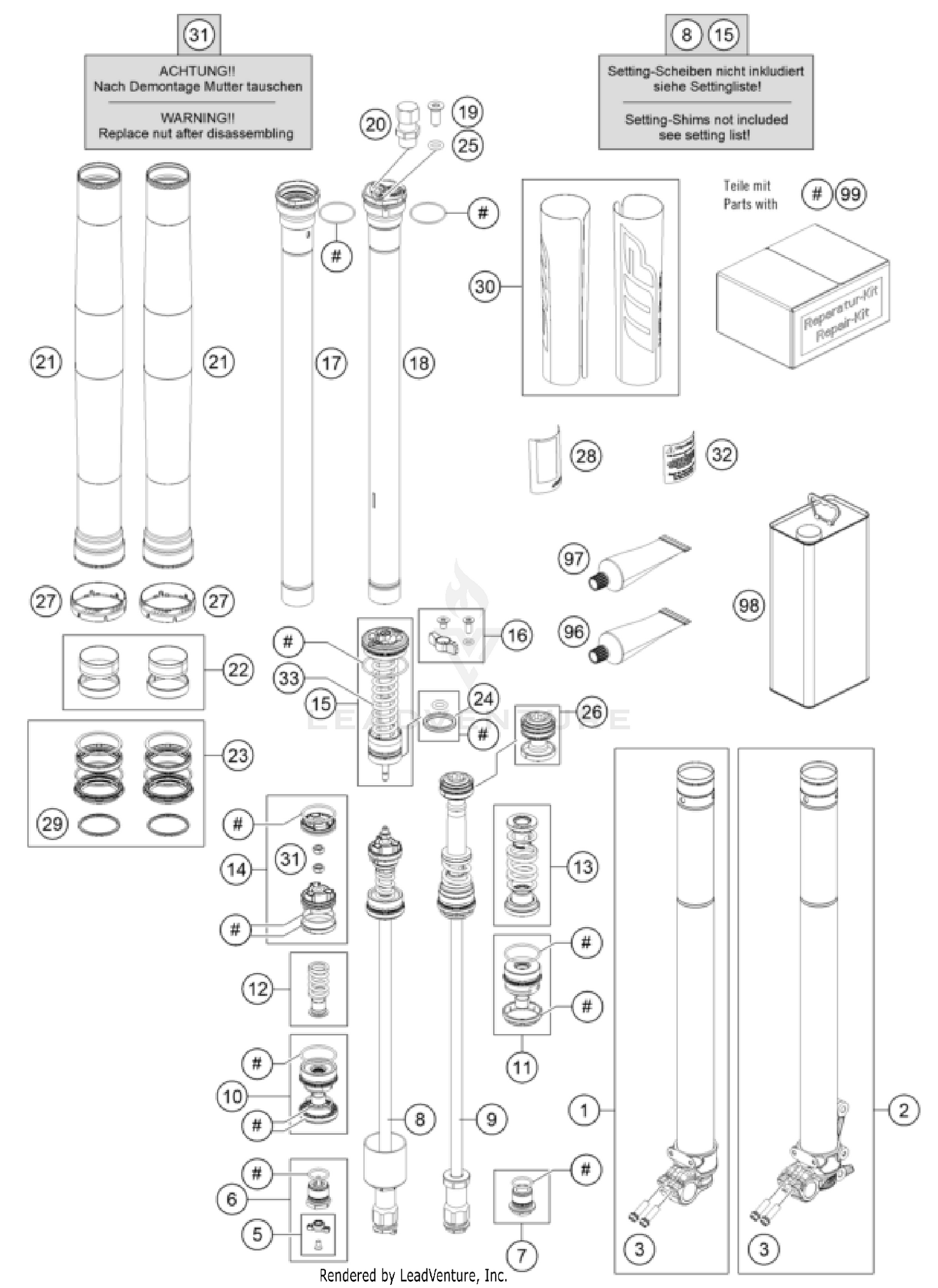 FRONT FORK DISASSEMBLED