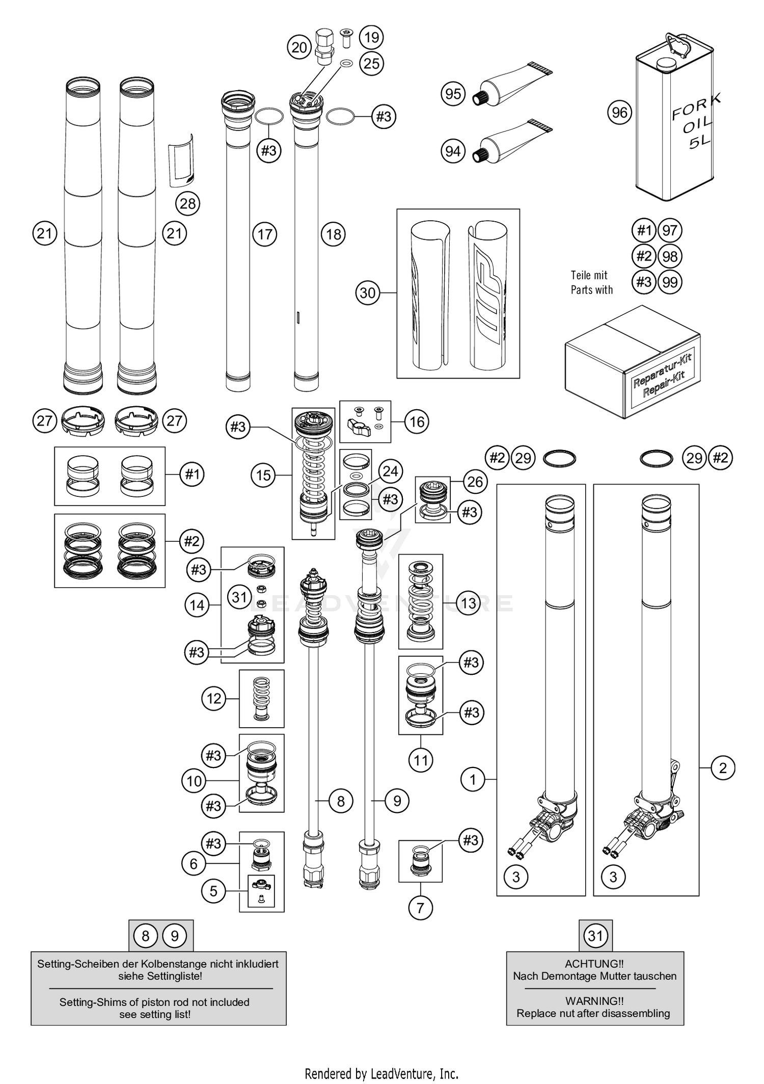 FRONT FORK DISASSEMBLED