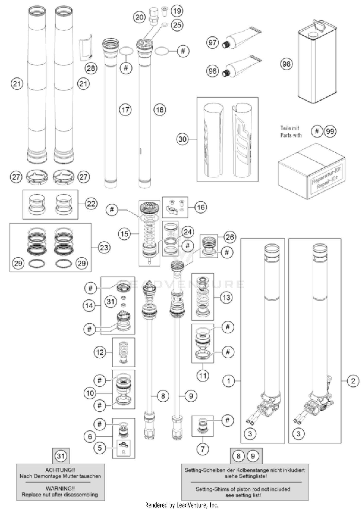 FRONT FORK DISASSEMBLED