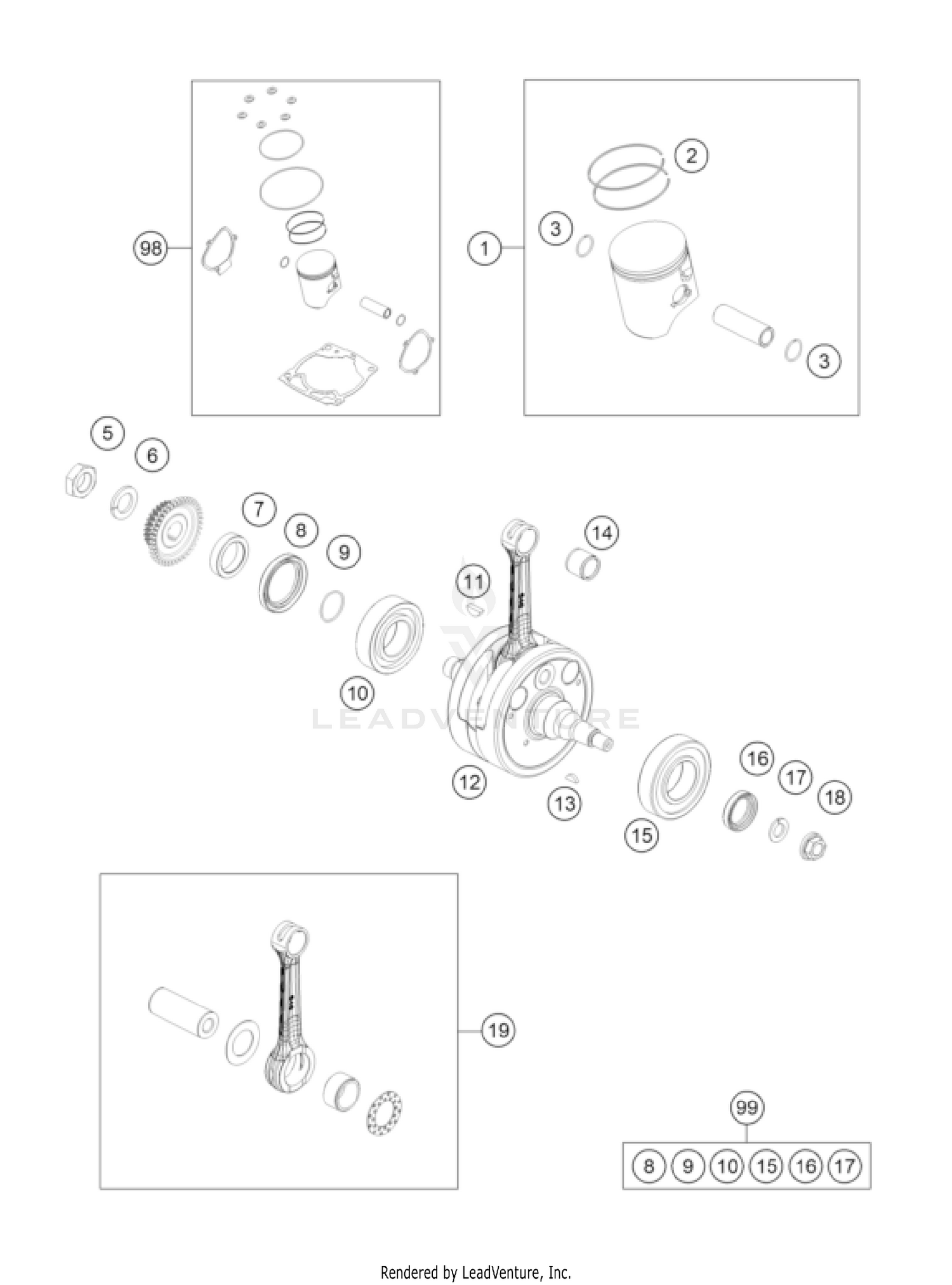 CRANKSHAFT, PISTON