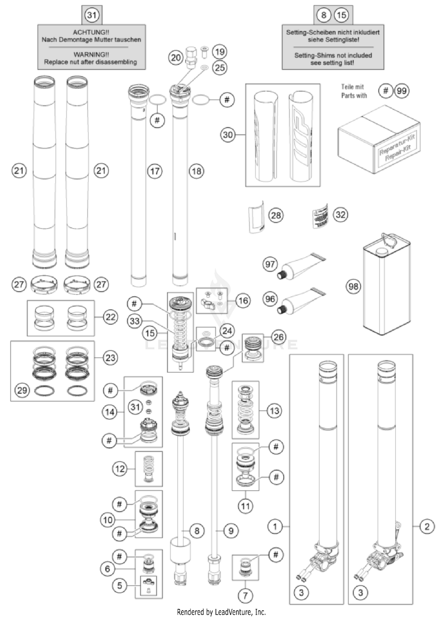 FRONT FORK DISASSEMBLED