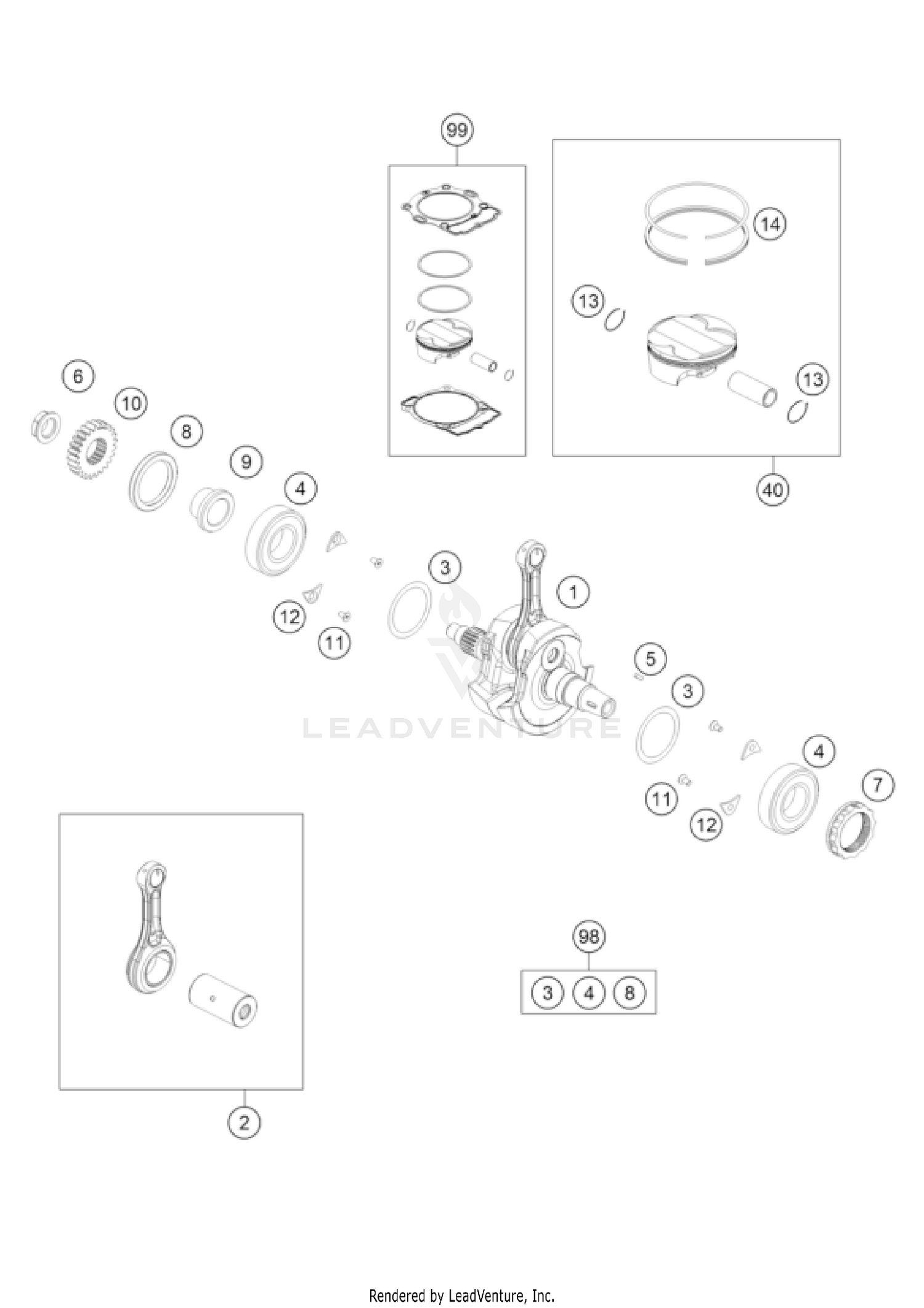 CRANKSHAFT, PISTON