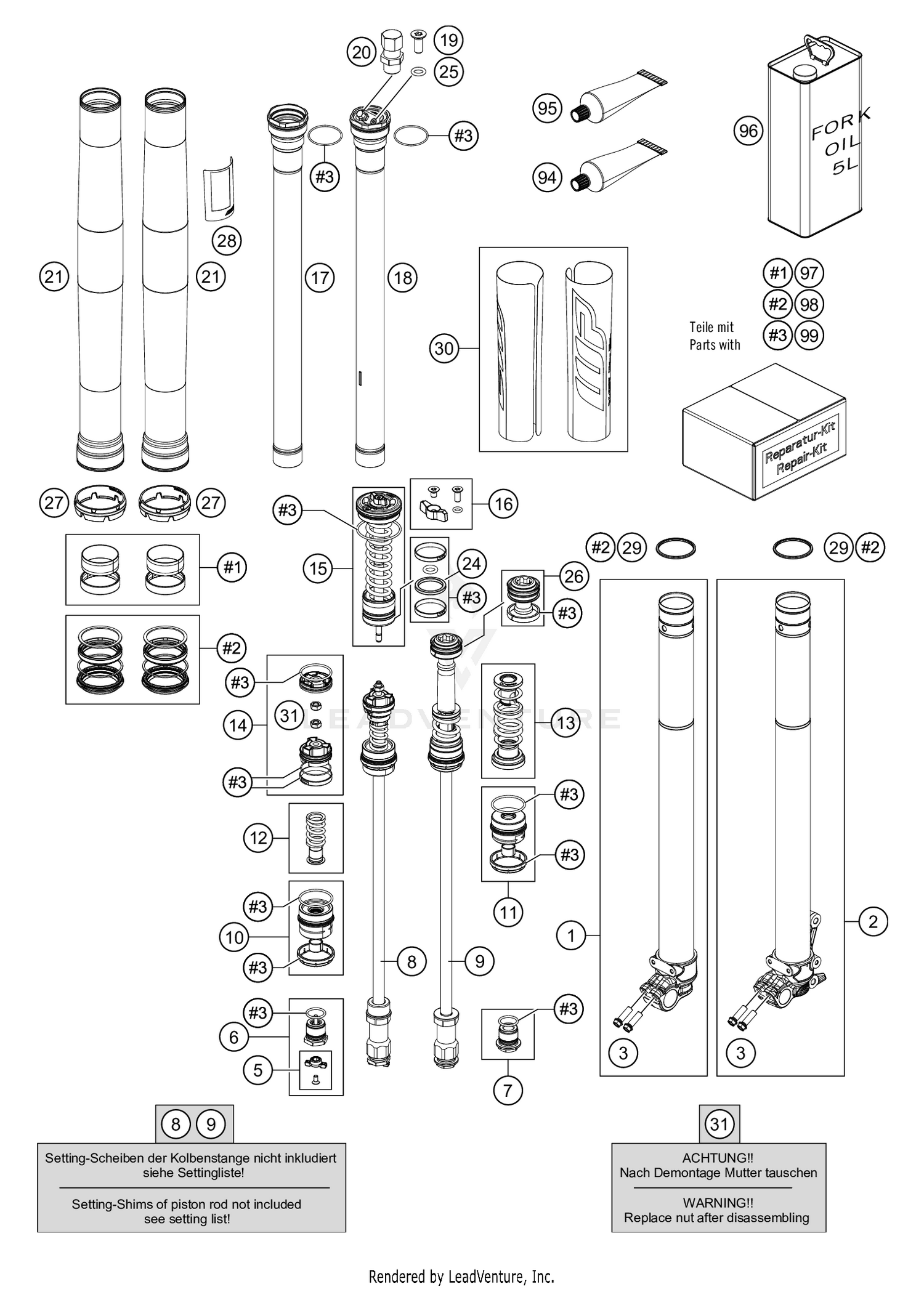 FRONT FORK DISASSEMBLED