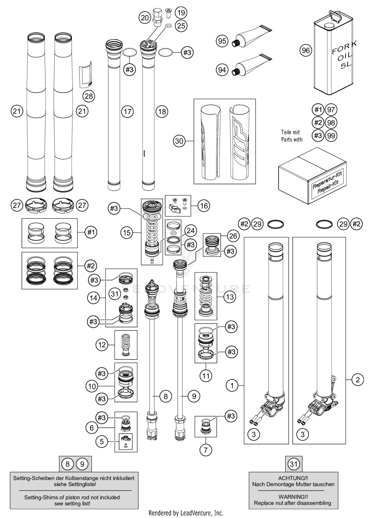 FRONT FORK DISASSEMBLED
