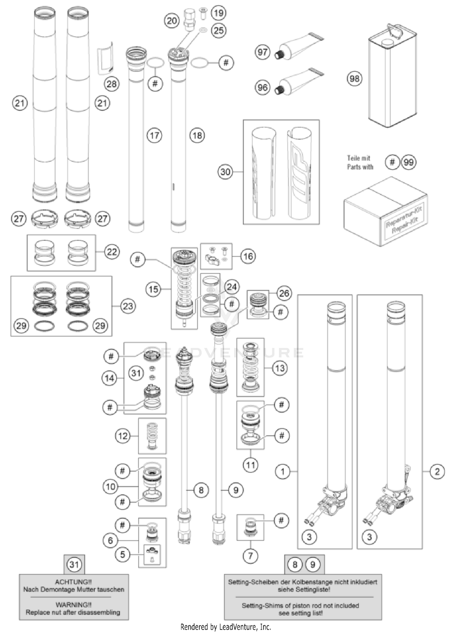 FRONT FORK DISASSEMBLED