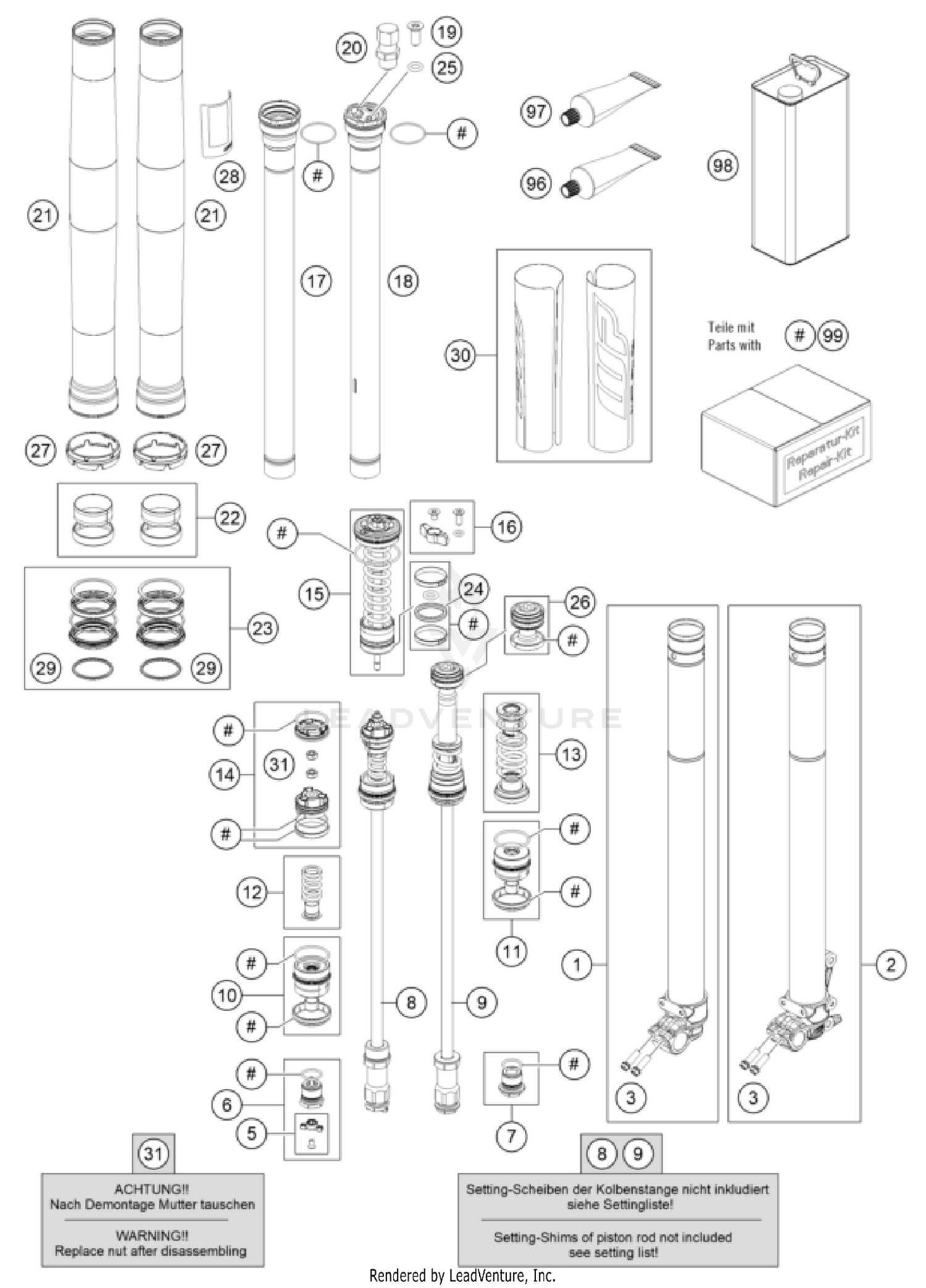FRONT FORK DISASSEMBLED