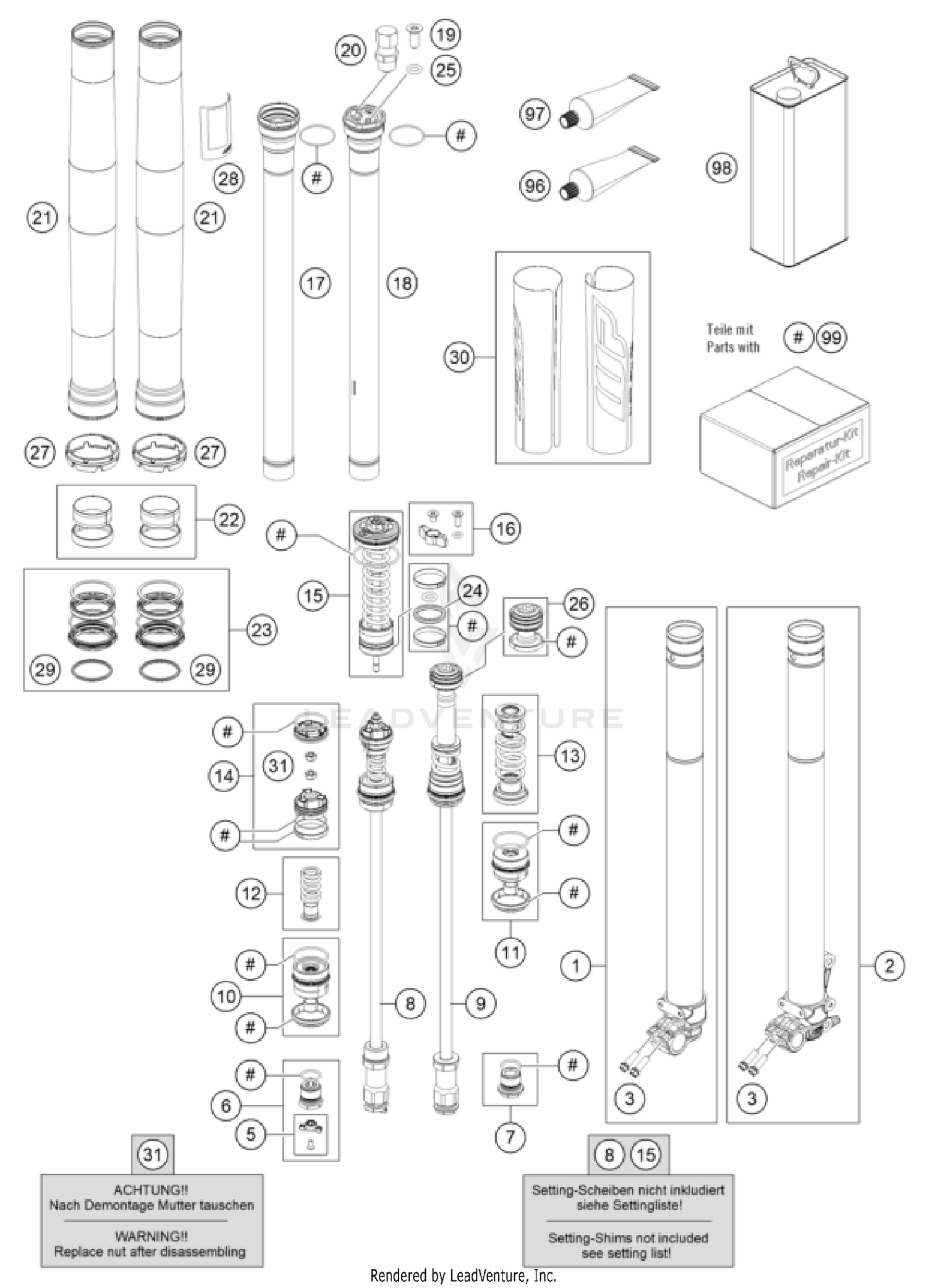 FRONT FORK DISASSEMBLED