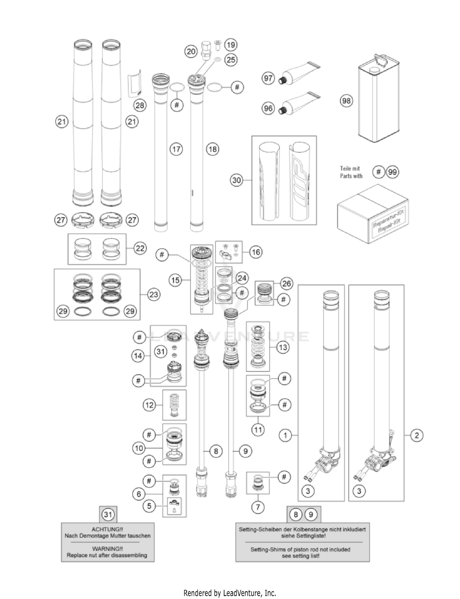 FRONT FORK DISASSEMBLED