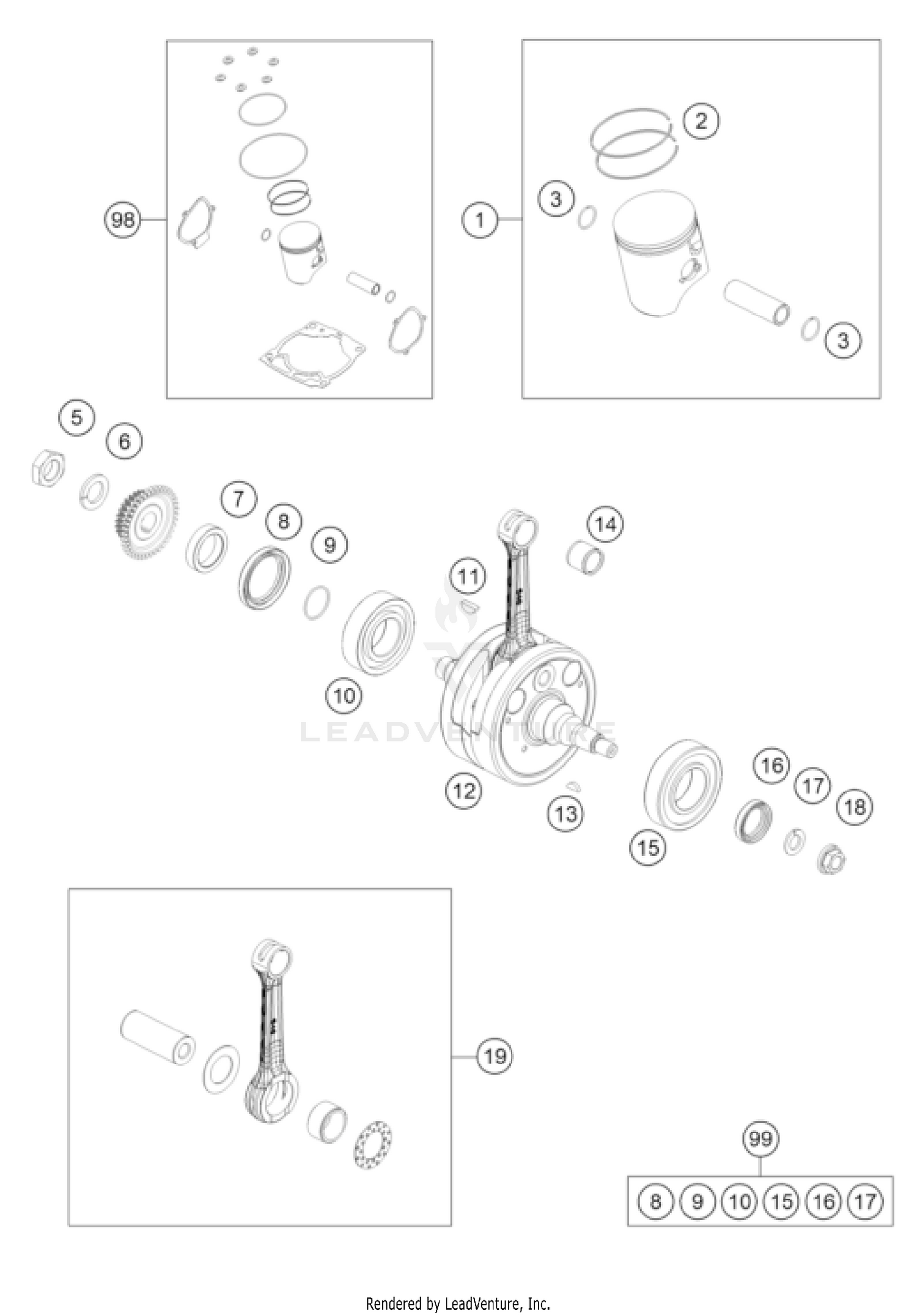 CRANKSHAFT, PISTON