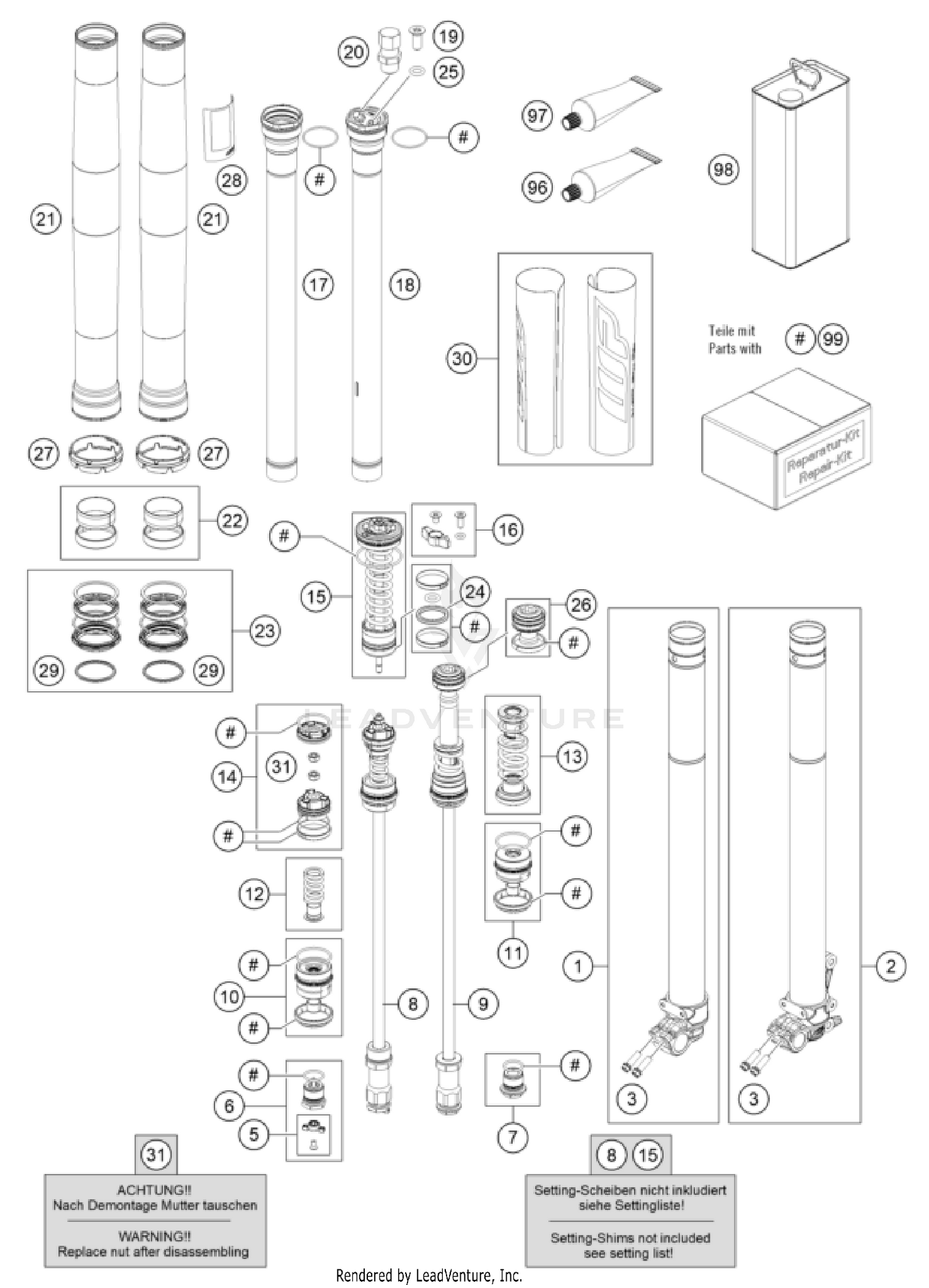 FRONT FORK DISASSEMBLED