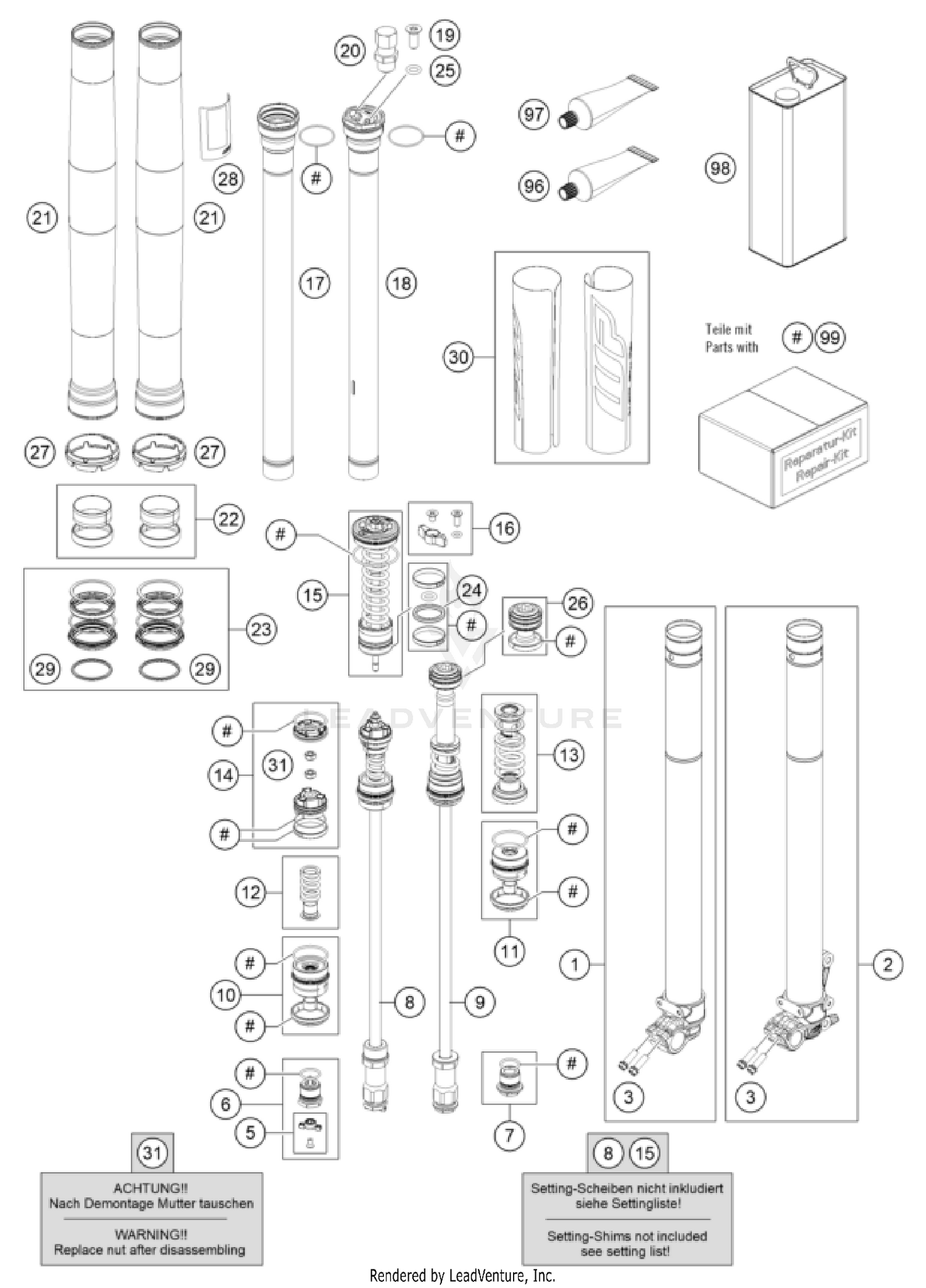 FRONT FORK DISASSEMBLED