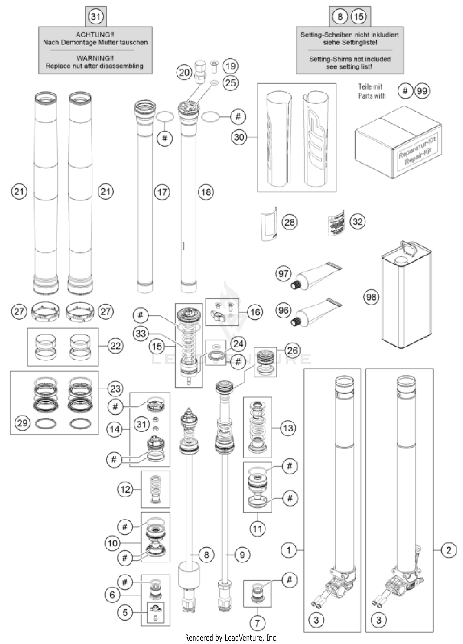 FRONT FORK DISASSEMBLED