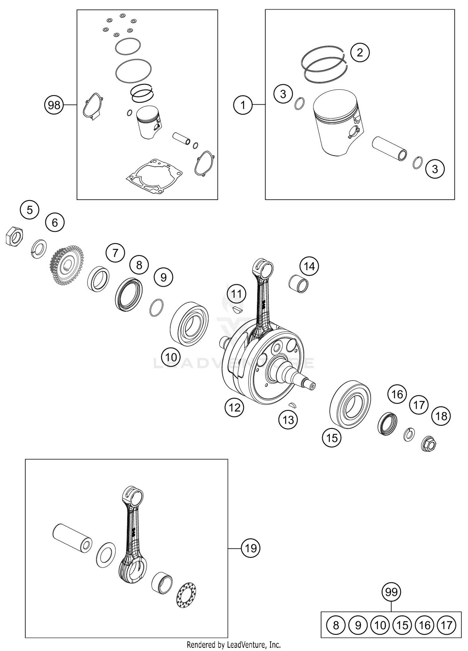 CRANKSHAFT, PISTON