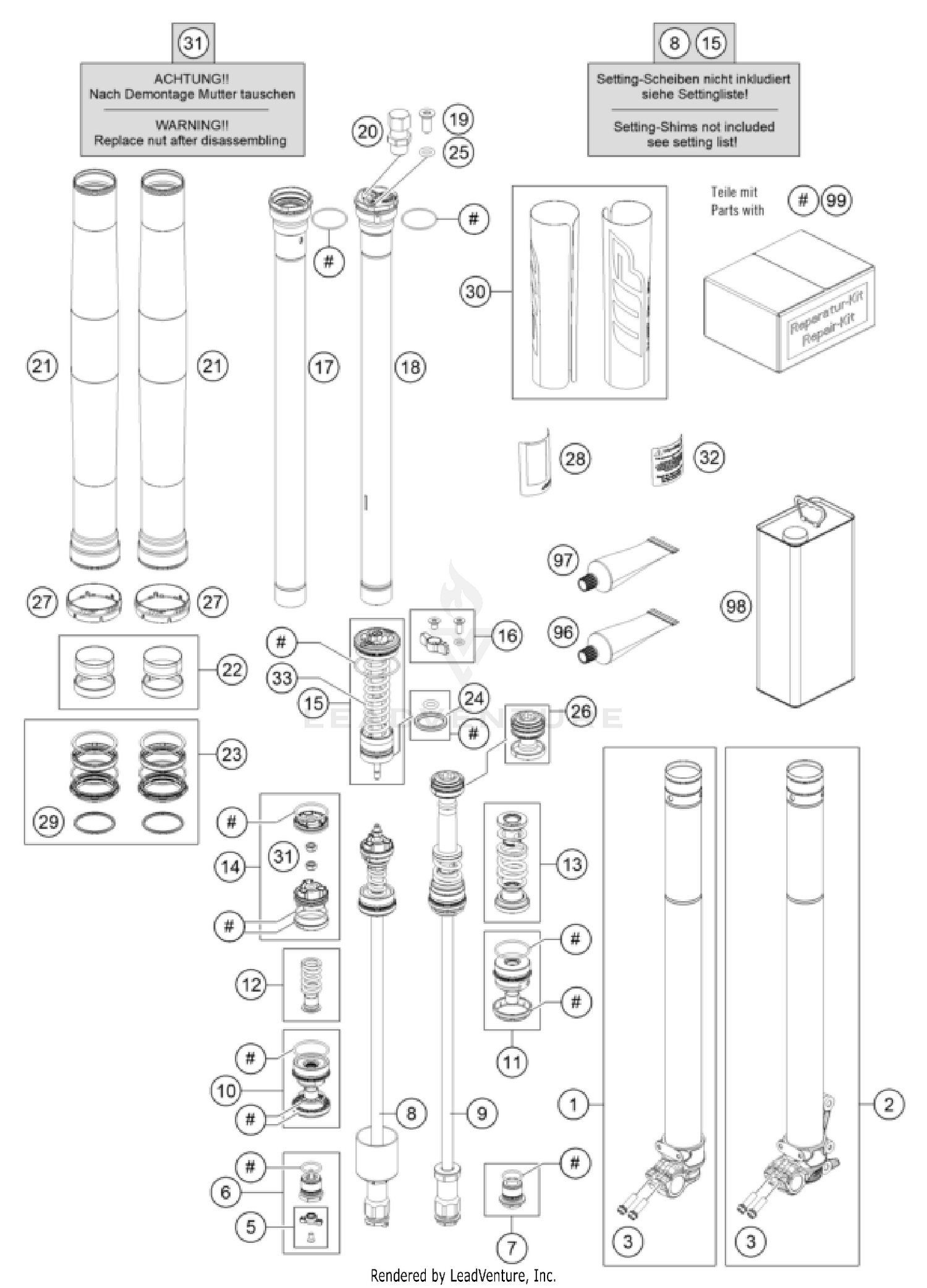 FRONT FORK DISASSEMBLED