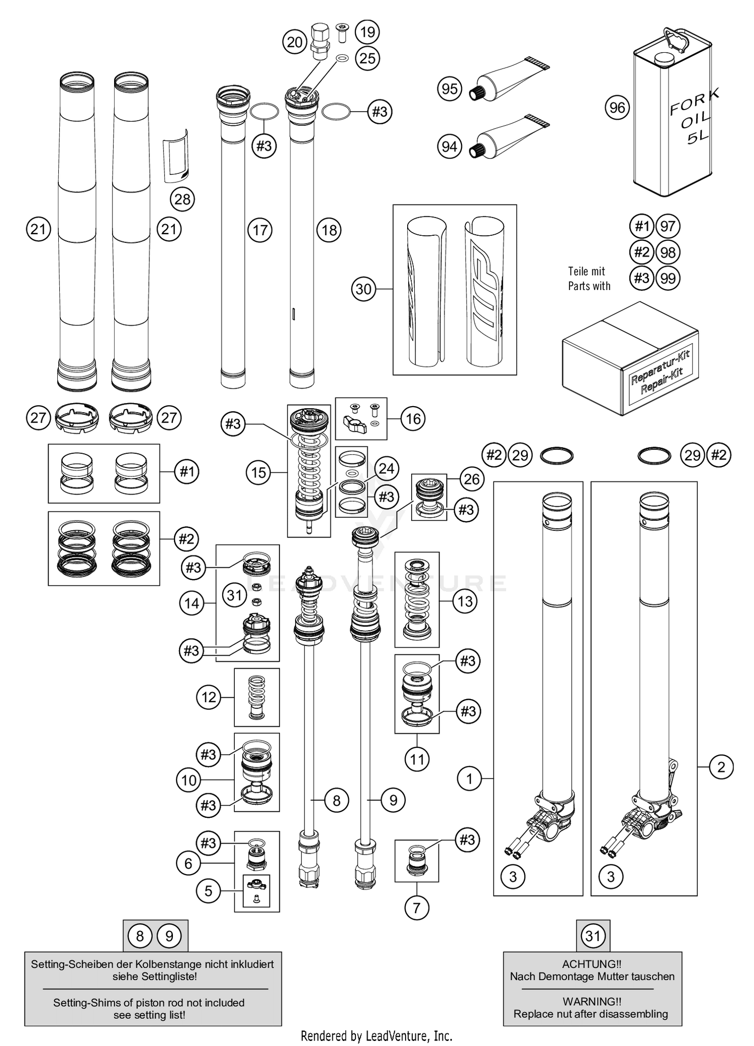 FRONT FORK DISASSEMBLED