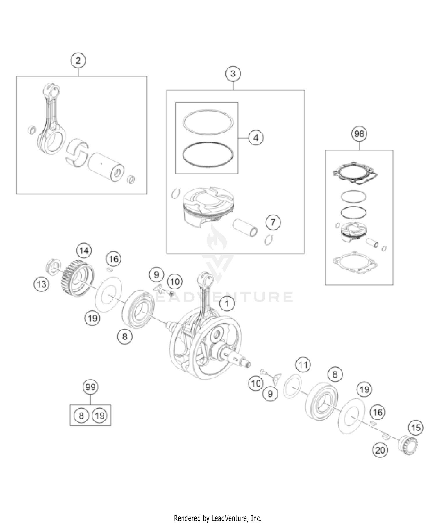 CRANKSHAFT, PISTON