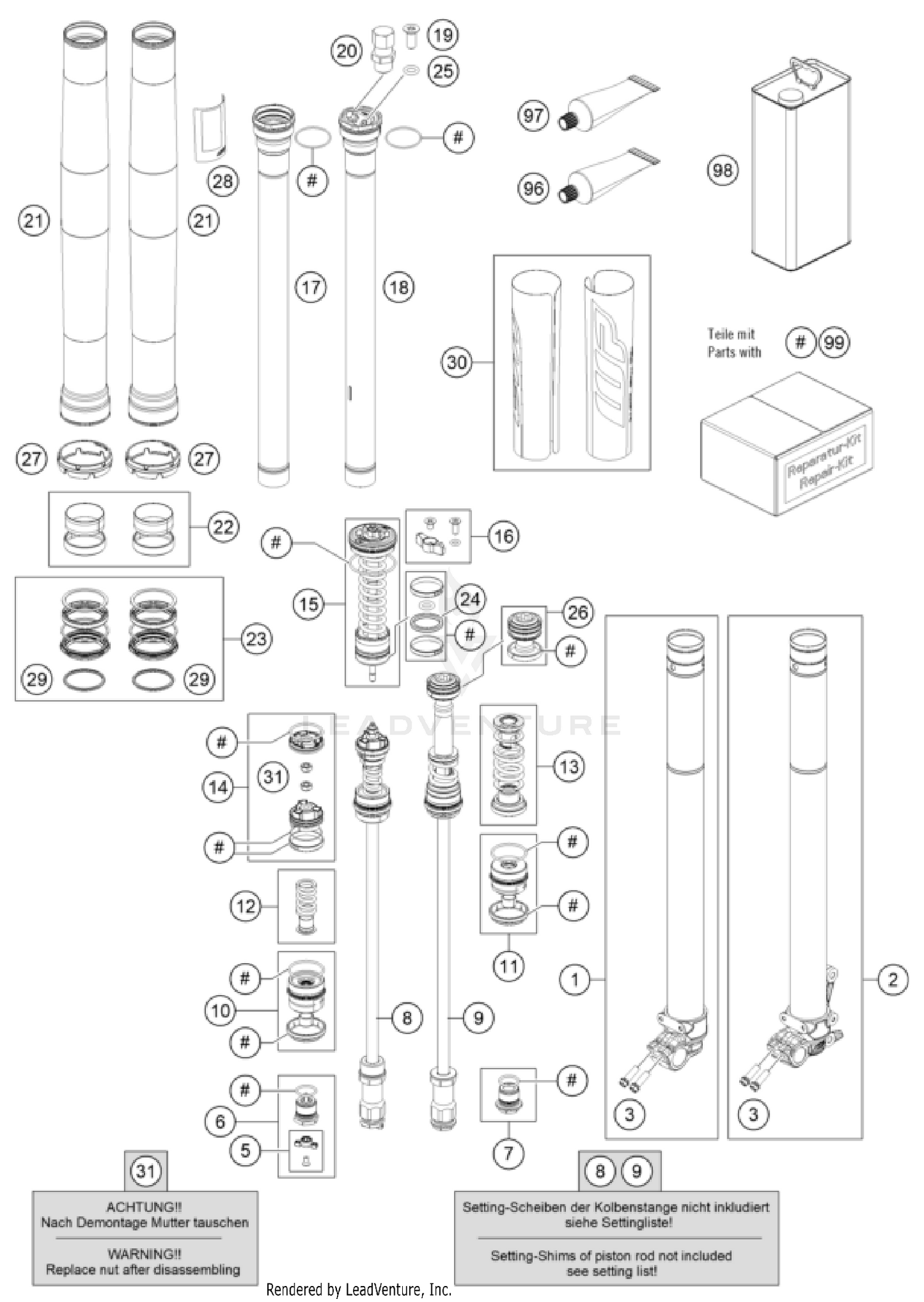 FRONT FORK DISASSEMBLED
