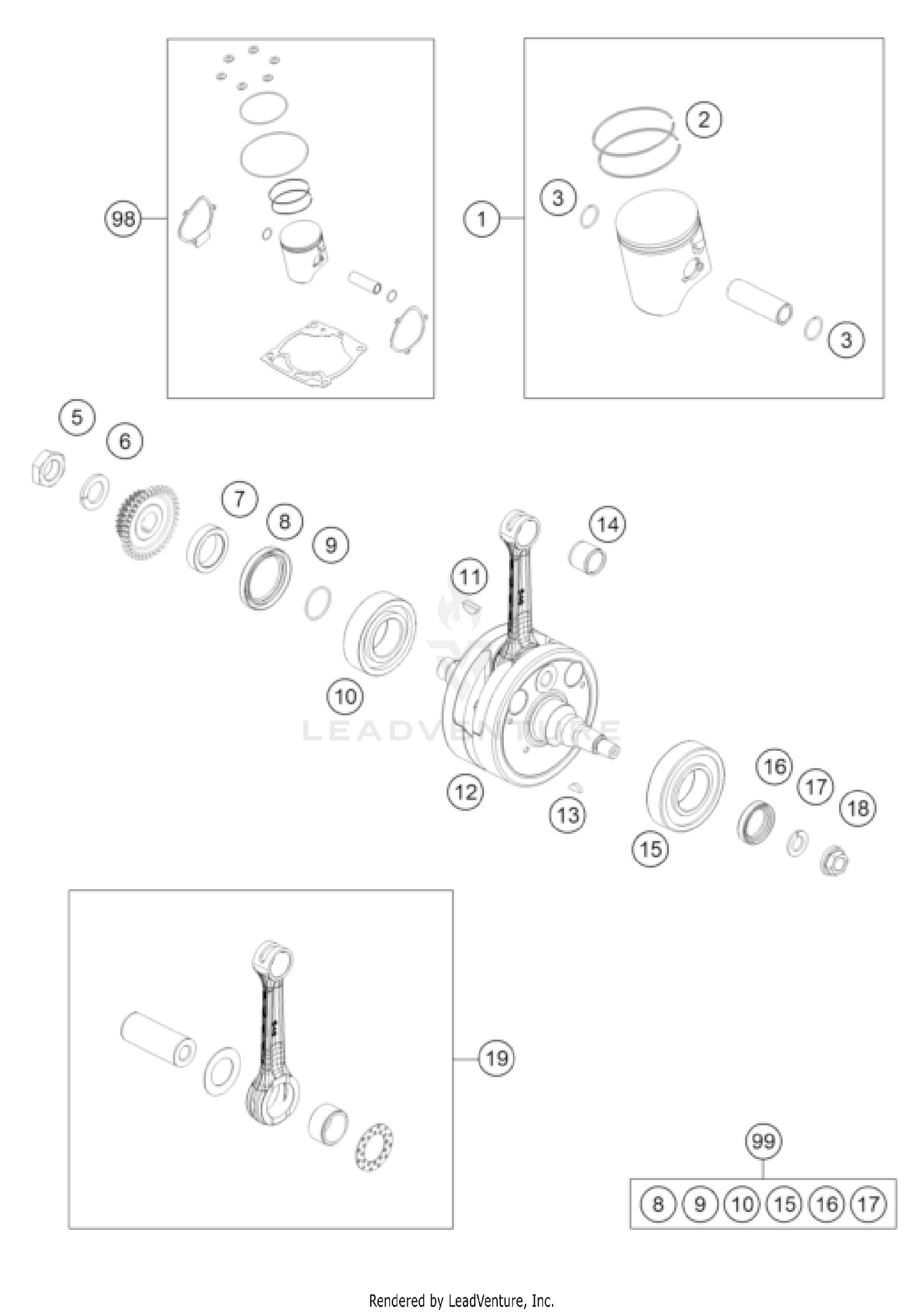 CRANKSHAFT, PISTON