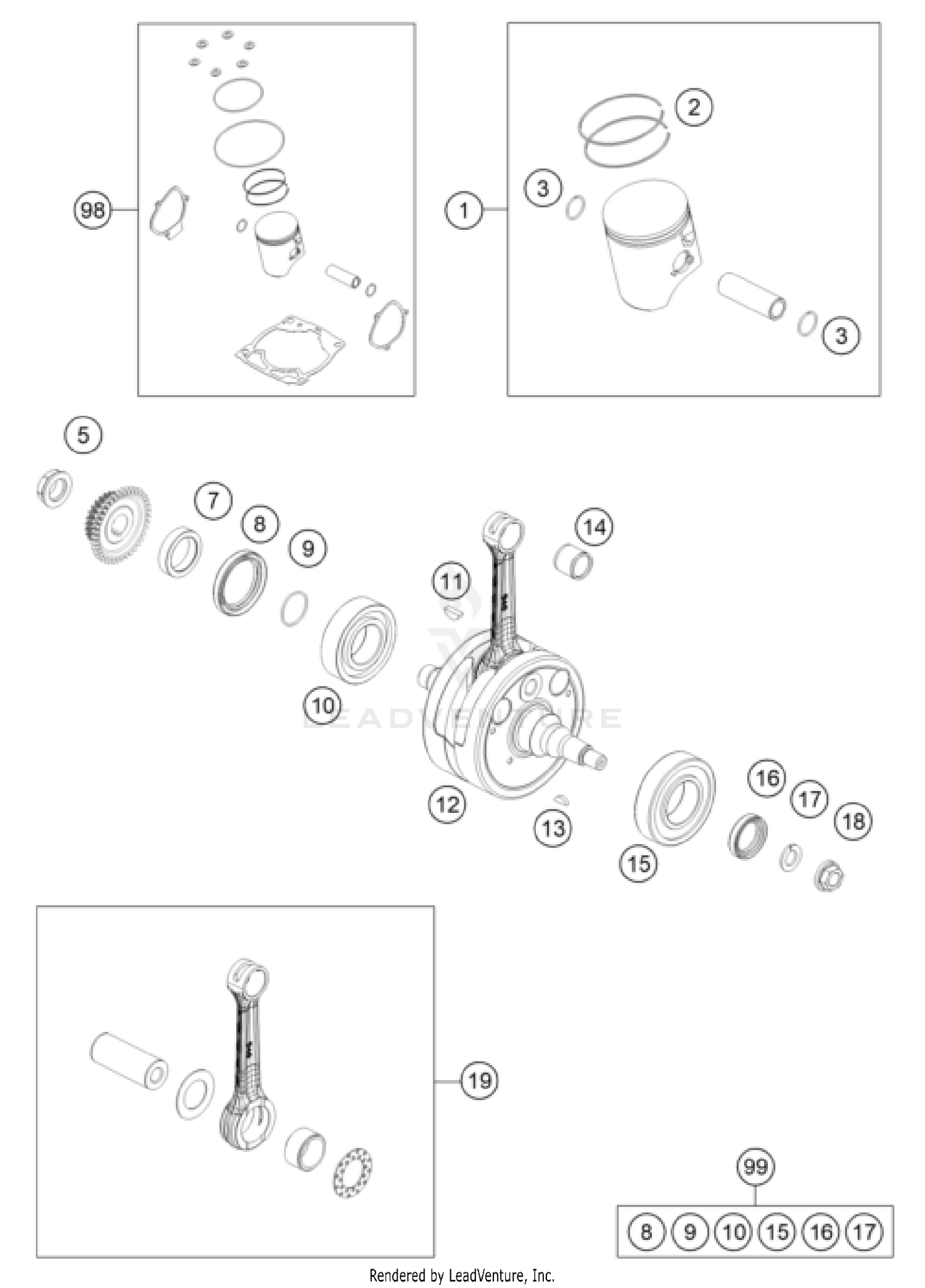 CRANKSHAFT, PISTON