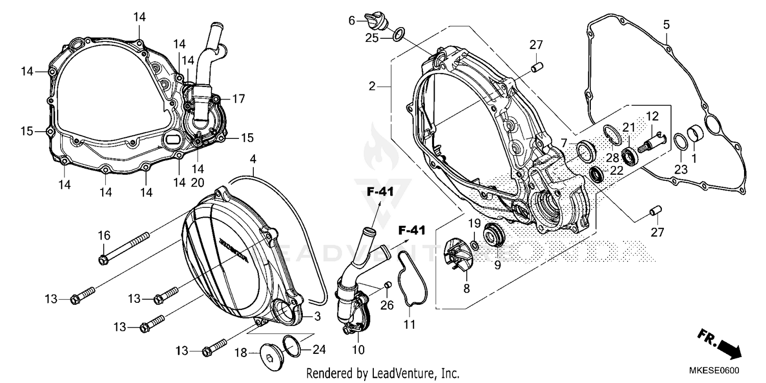 RIGHT CRANKCASE COVER    @WATER PUMP
