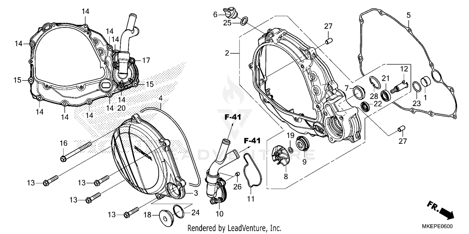 RIGHT CRANKCASE COVER    @WATER PUMP