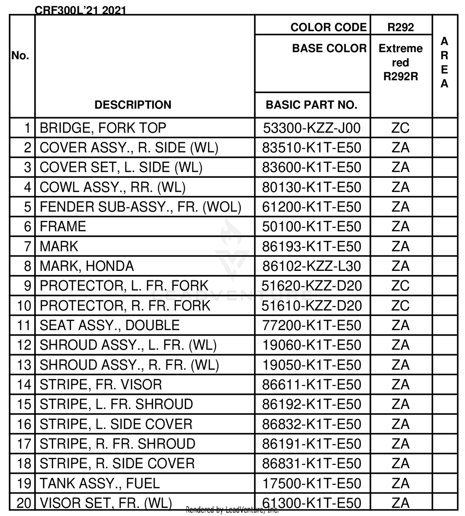 COLOR TABLE