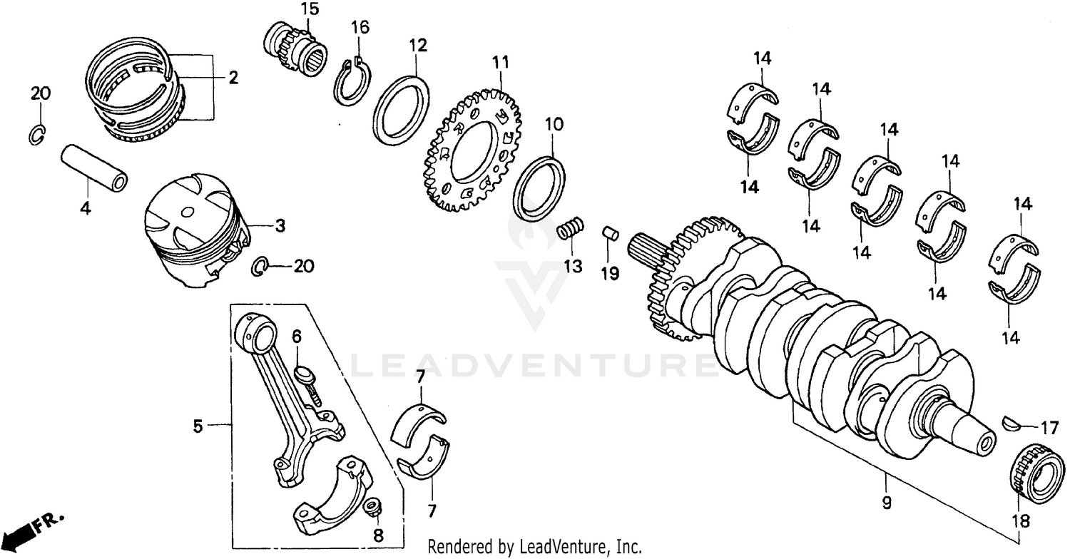 CRANKSHAFT + PISTON + RINGS