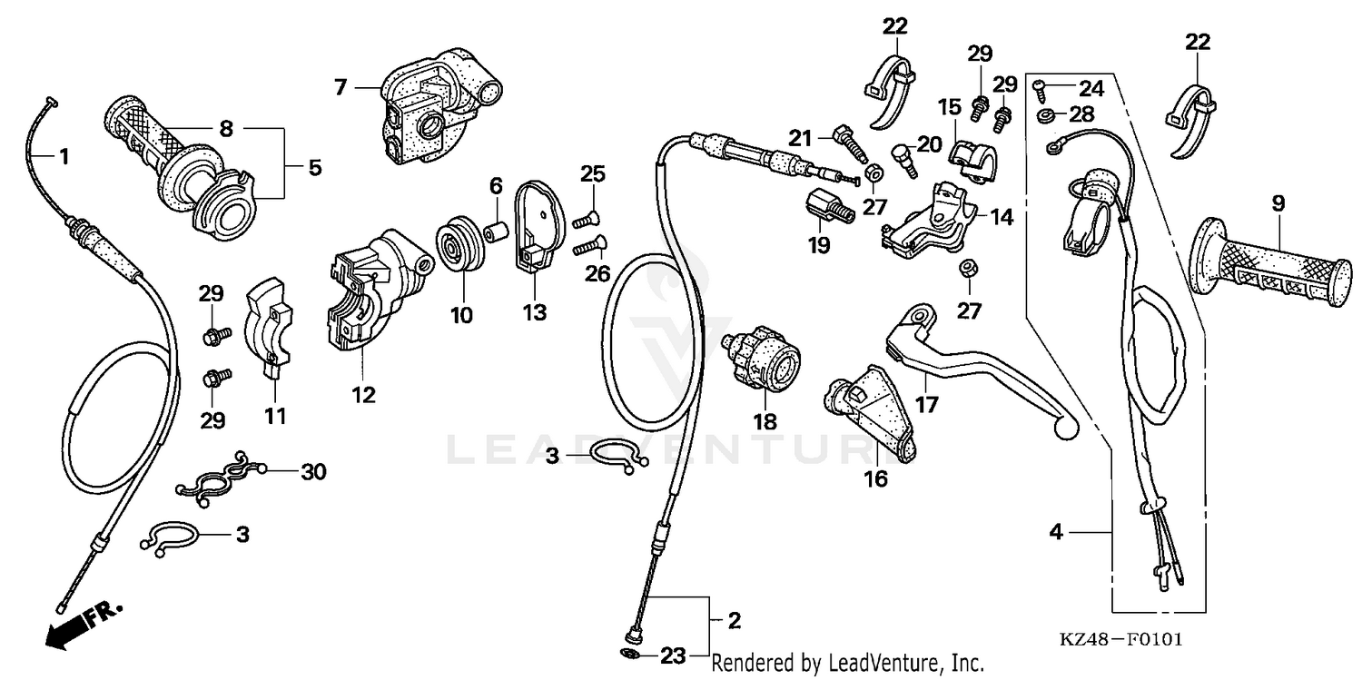 HANDLE LEVER + SWITCH + CABLE ('04-'07)