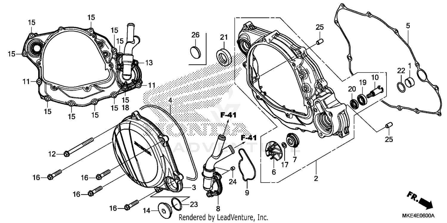RIGHT CRANKCASE COVER    @WATER PUMP