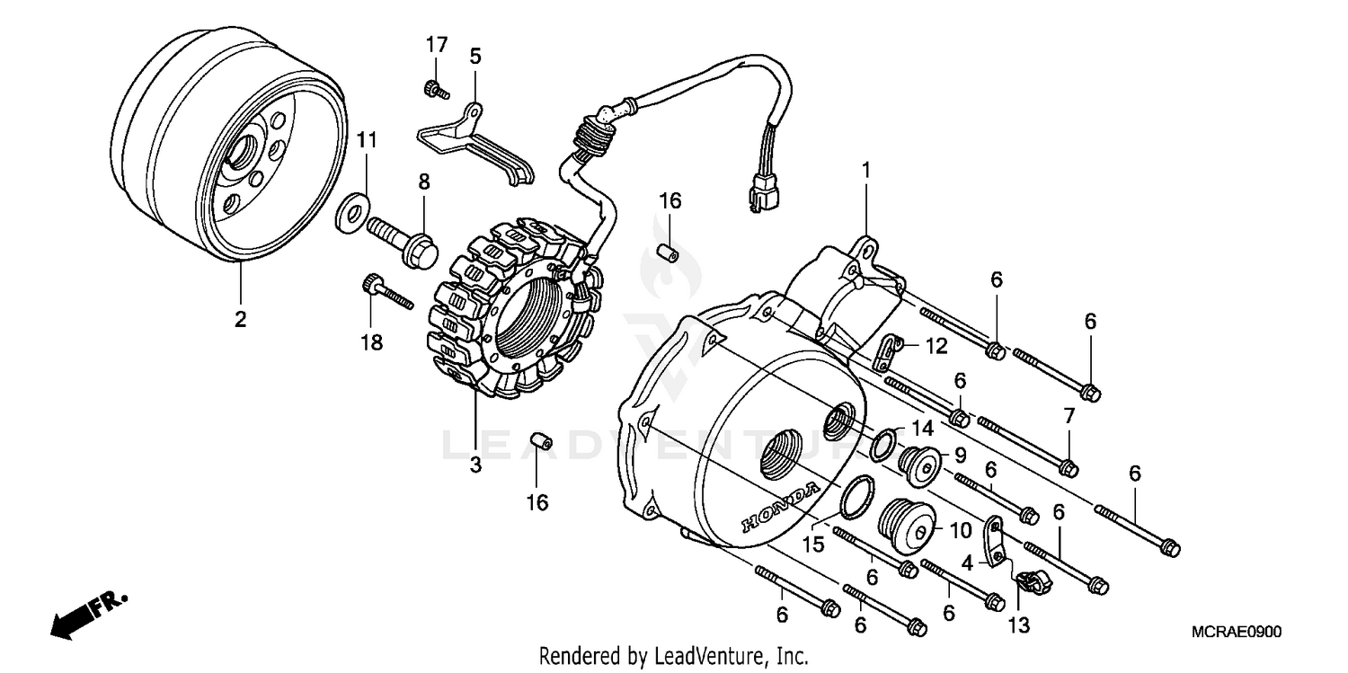 LEFT CRANKCASE COVER + GENERATOR