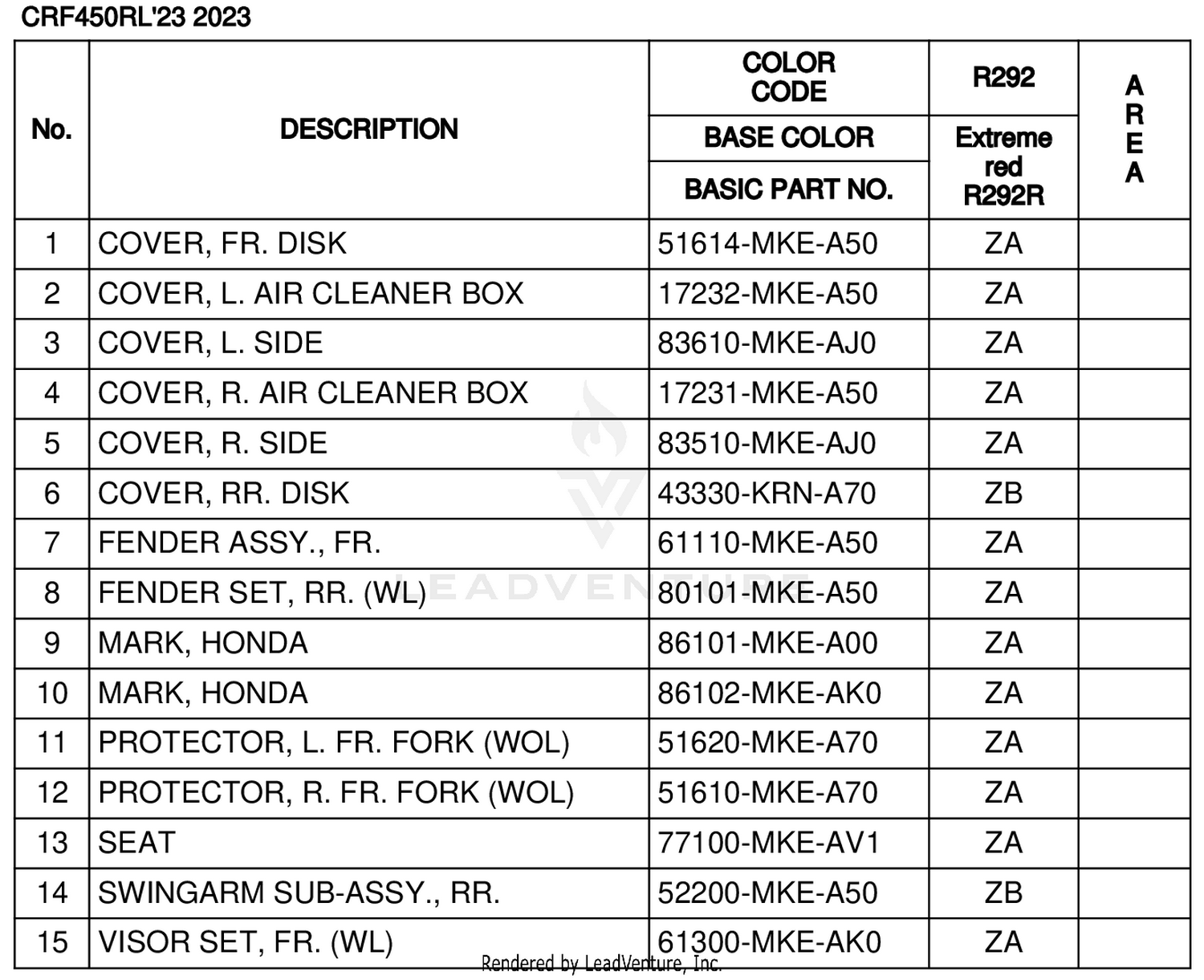COLOR TABLE