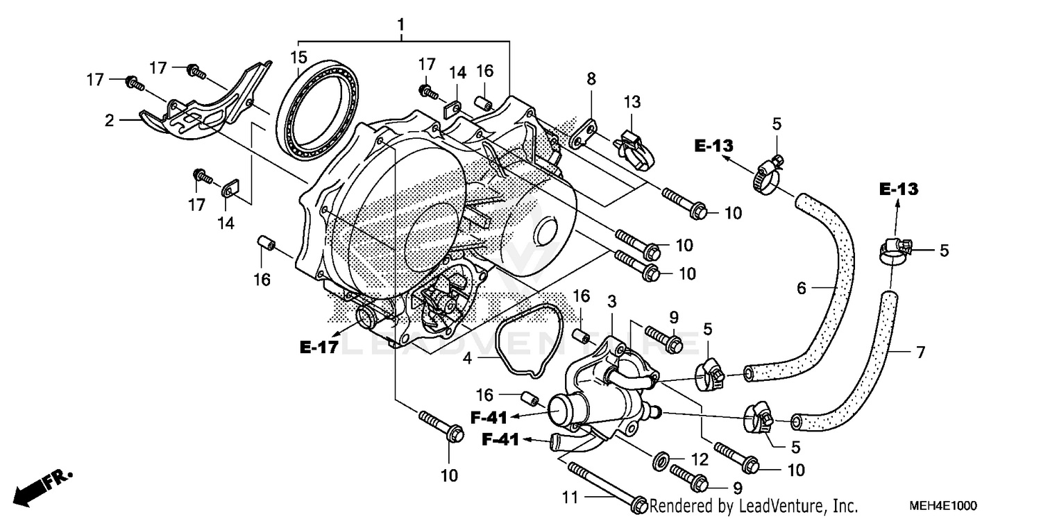 LEFT CRANKCASE COVER + WATER PUMP