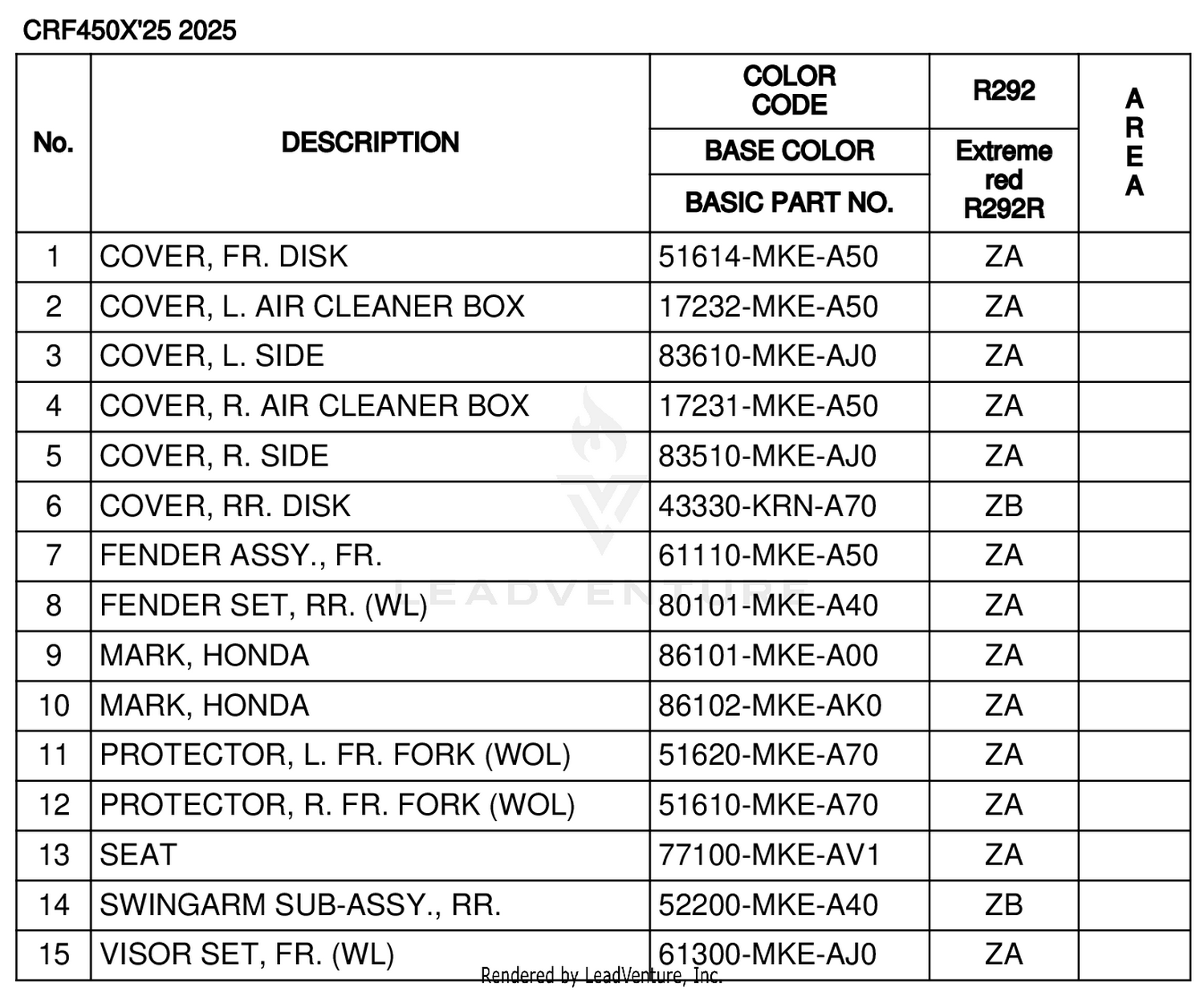 COLOR TABLE