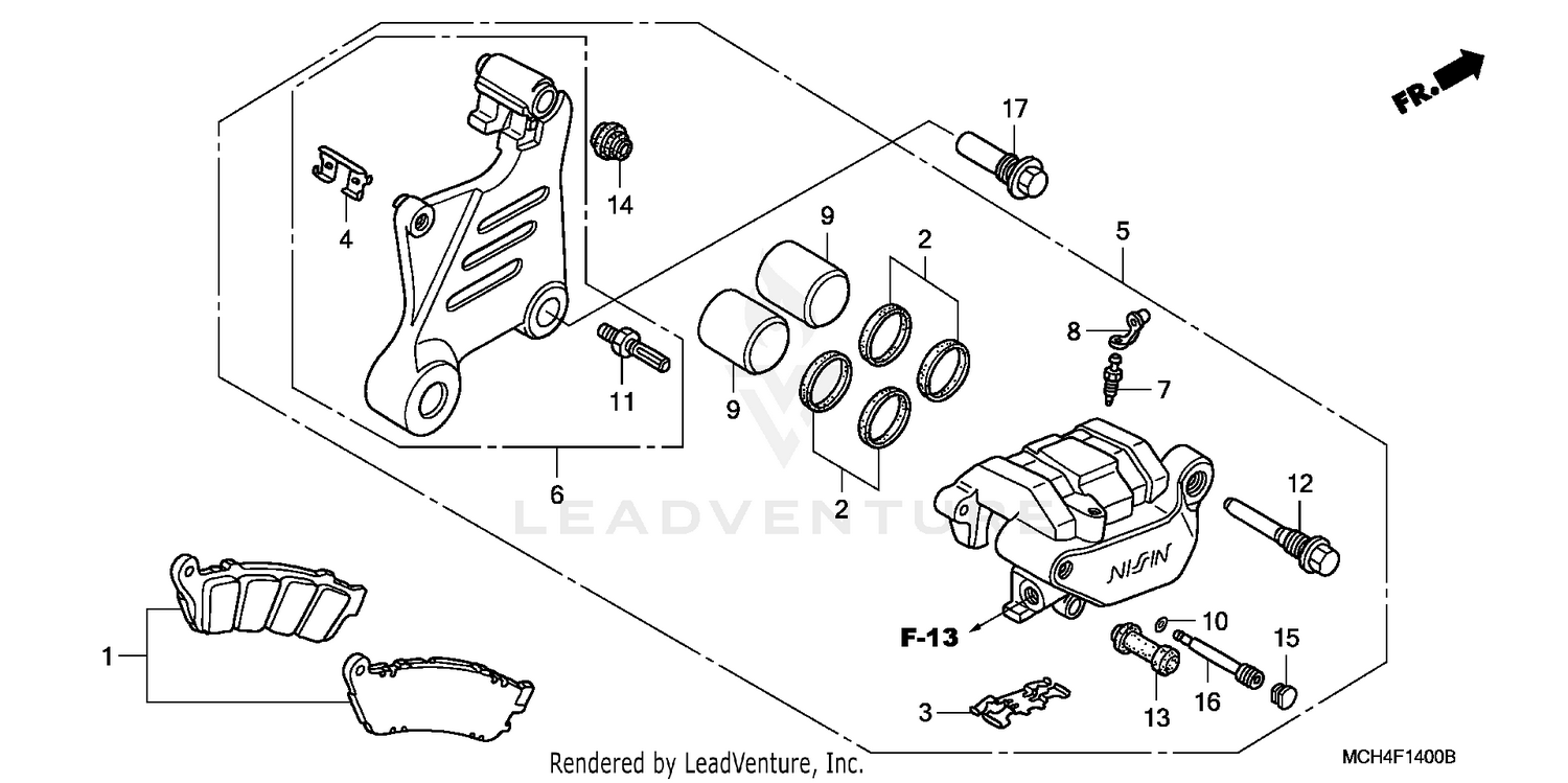 REAR BRAKE CALIPER ('02-'04)