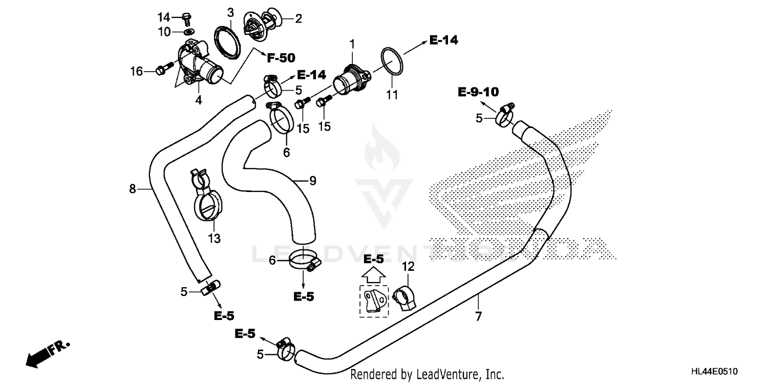 WATER HOSE@THERMOSTAT