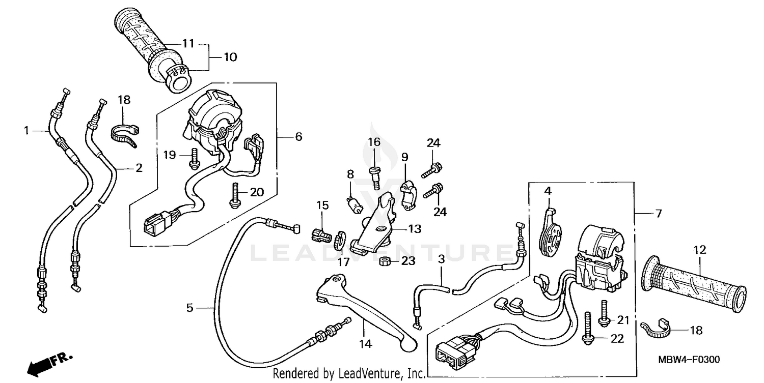 HANDLE LEVER + SWITCH + CABLE ('99-'00)