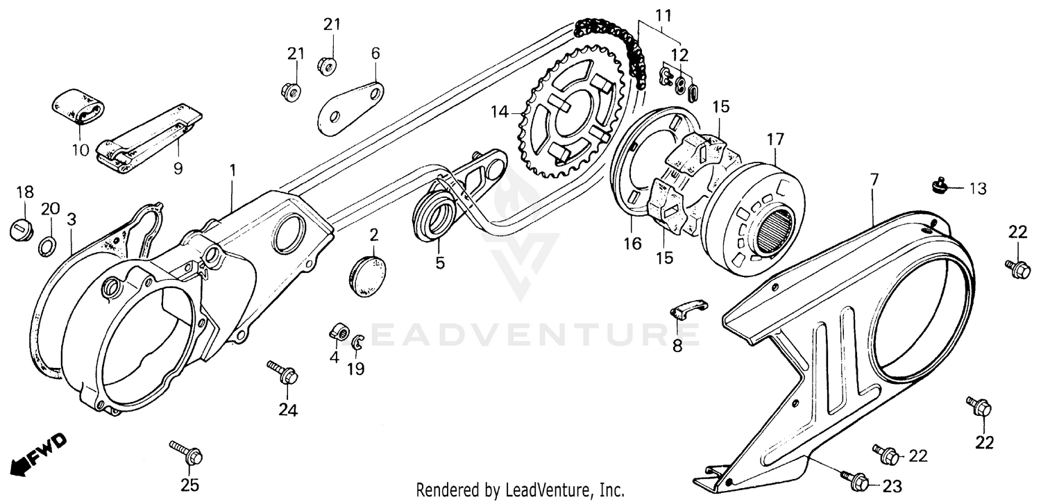 LEFT CRANKCASE COVER + CHAIN CASE