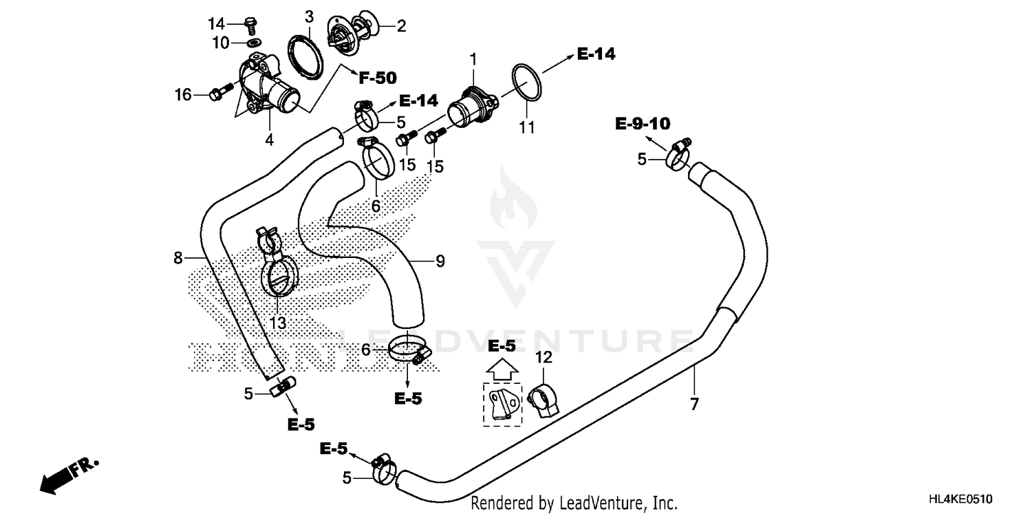 WATER HOSE@THERMOSTAT